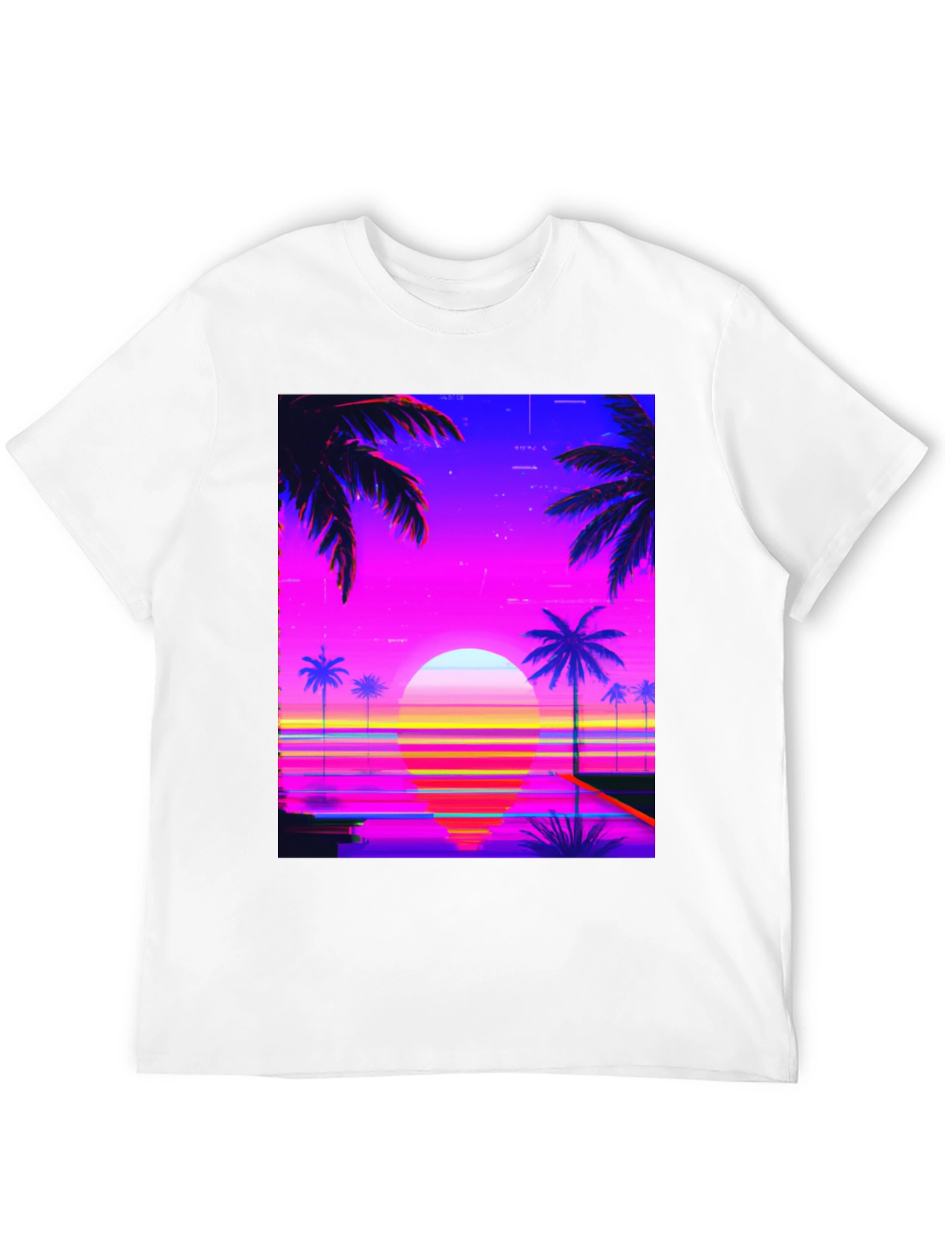 Black Vaporwave Sunset Graphic Tee view 12