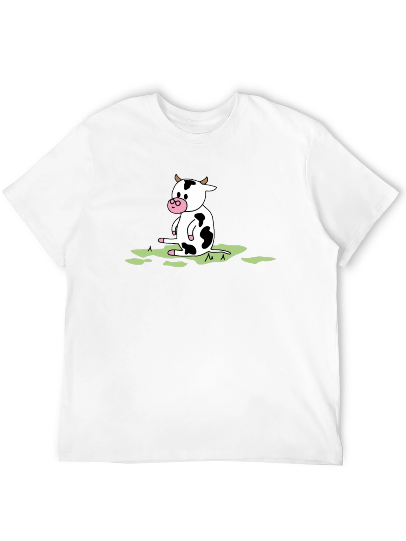 Black Cow Cartoon Graphic Tee - Black Cotton T-Shirt view 12