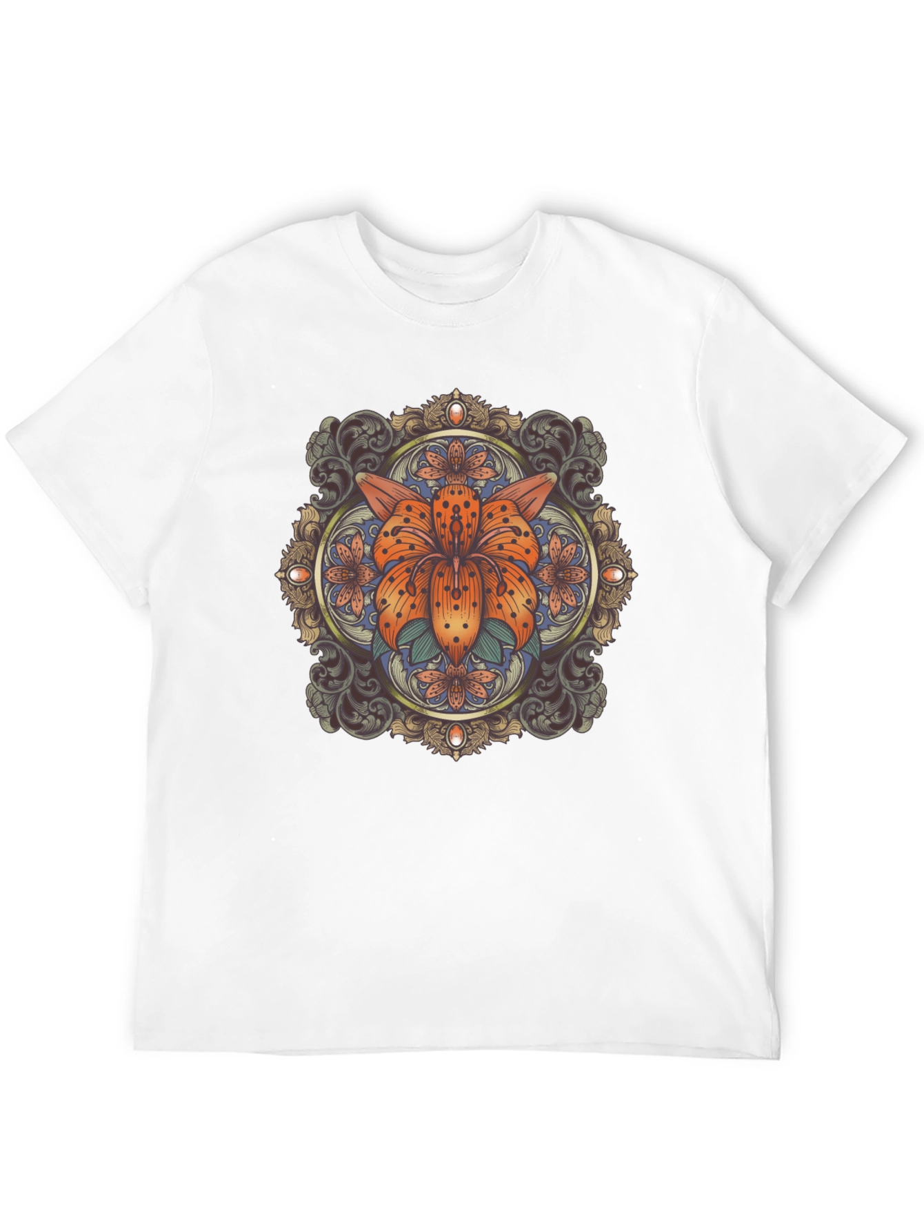 Black Floral Mandala Graphic Tee - Stylish Black T-Shirt view 12