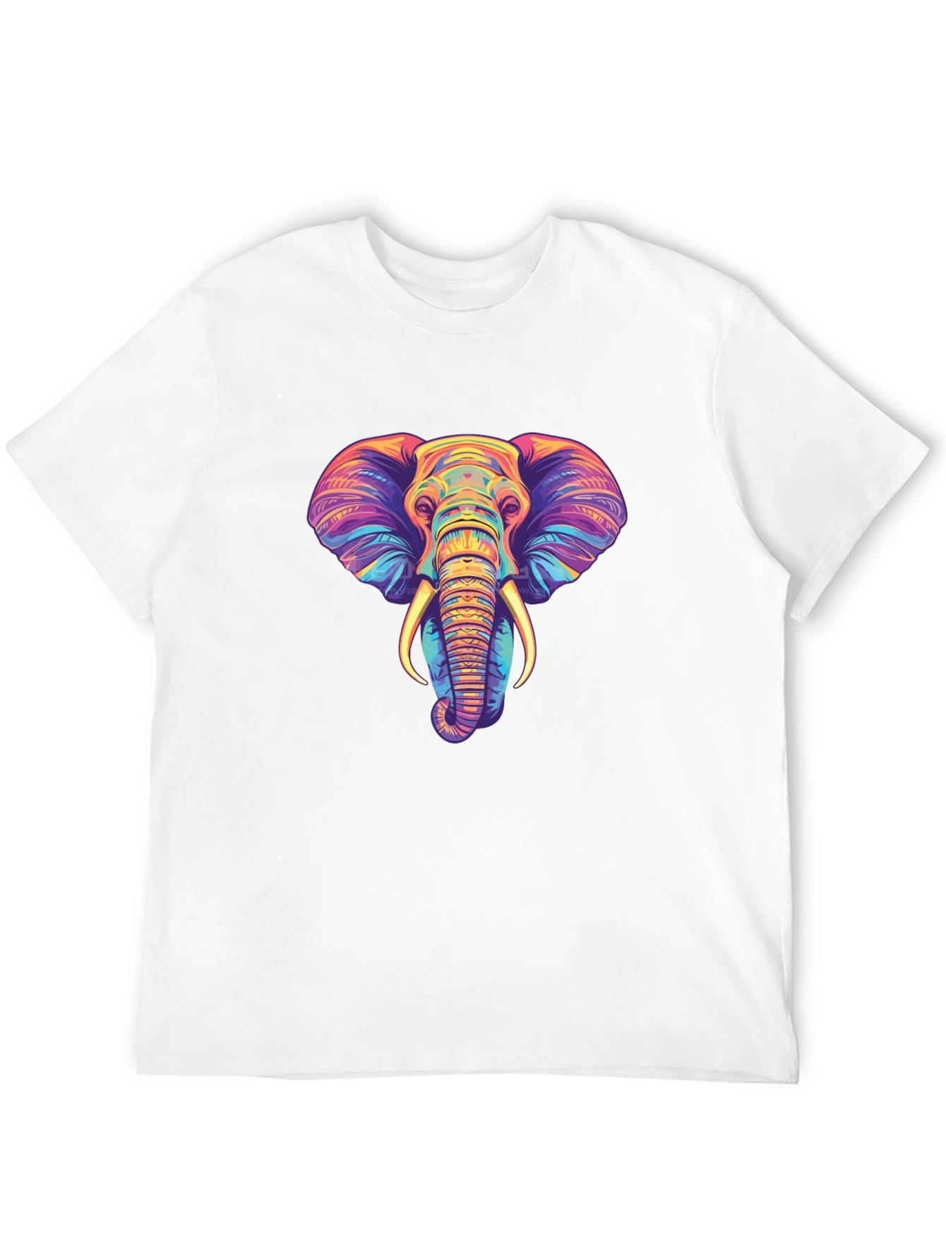 Black Vibrant Elephant Graphic Tee - Unisex Black T-Shirt view 12