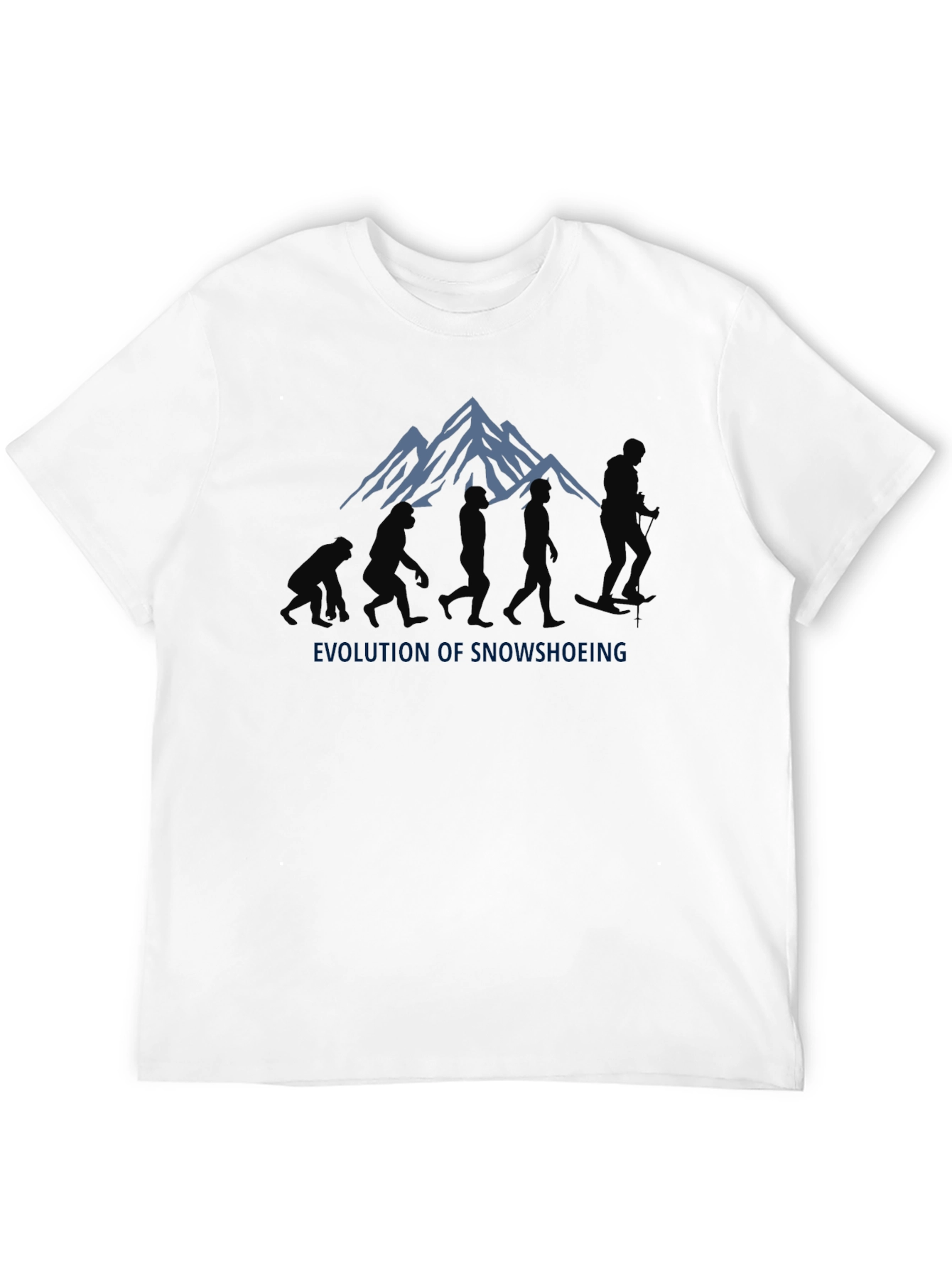 Black Evolution of Snowshoeing Black Graphic Tee view 12