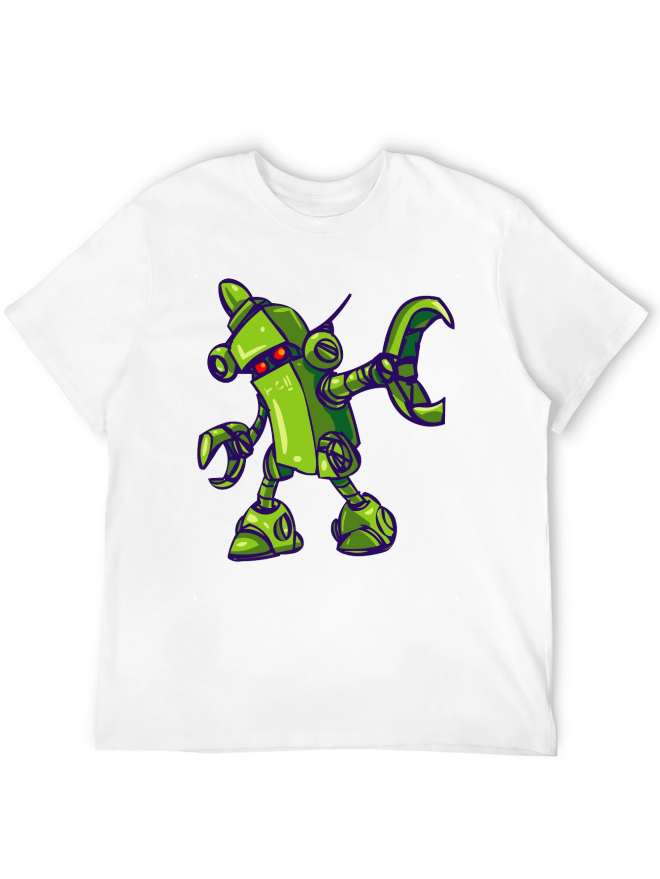 Black Cartoon Robot Graphic Tee - Black Cotton Shirt view 12