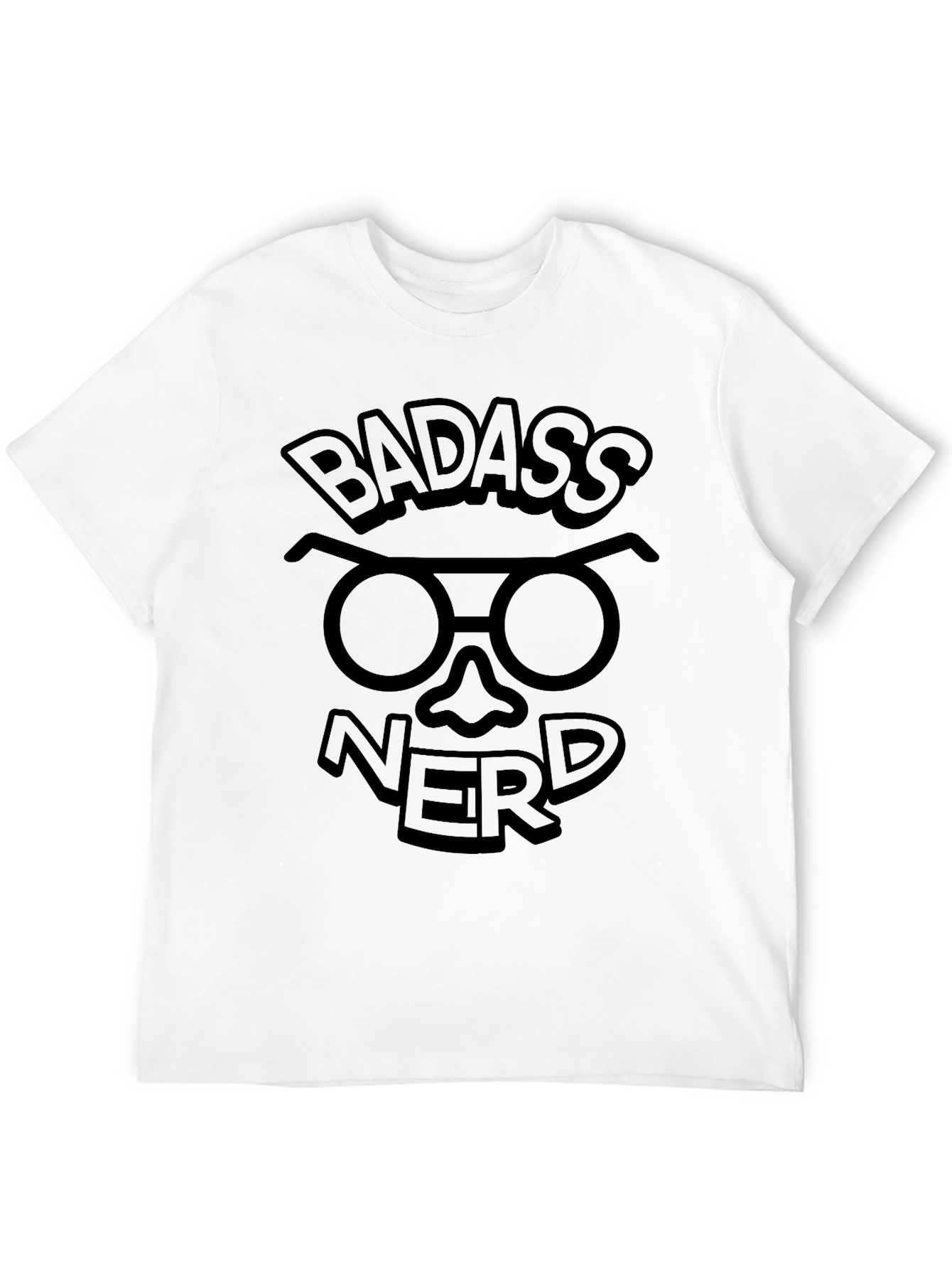 Black Badass Nerd Graphic Tee - Black Cotton T-Shirt view 12
