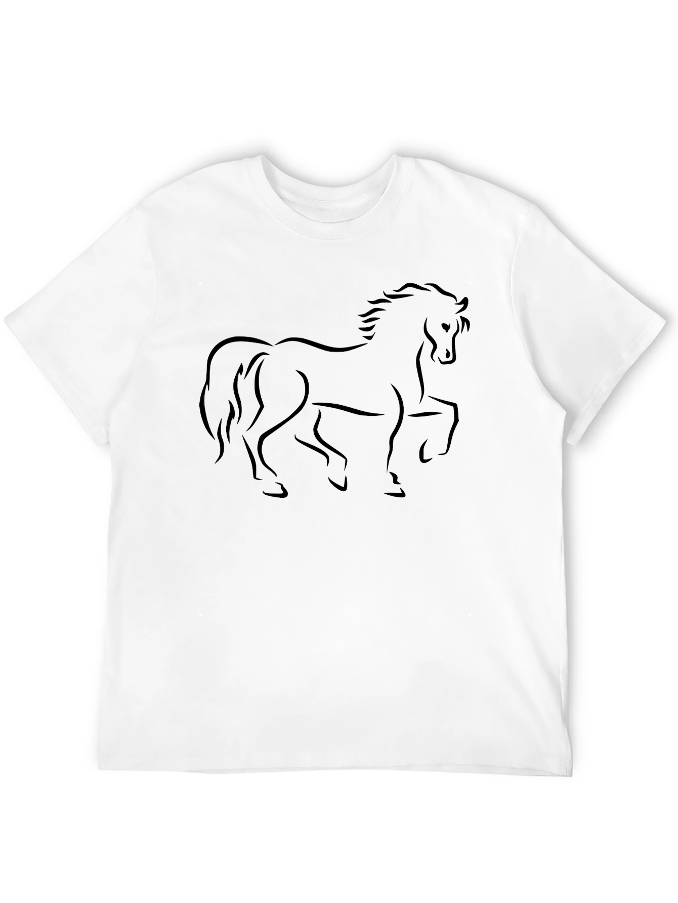 Black Elegant Horse Outline T-Shirt - Black view 12