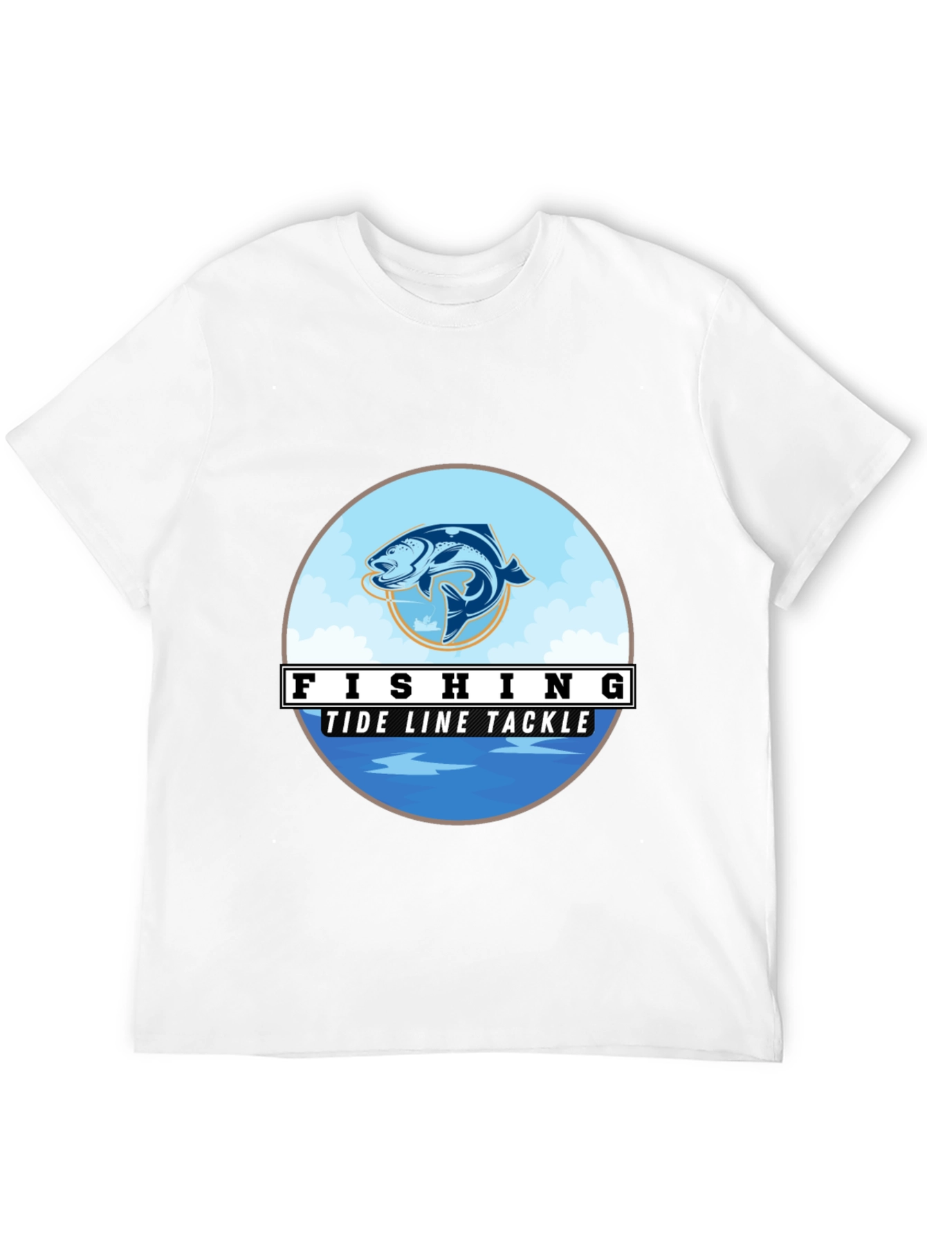 Black Fishing Tide Line Tackle Graphic T-Shirt view 12