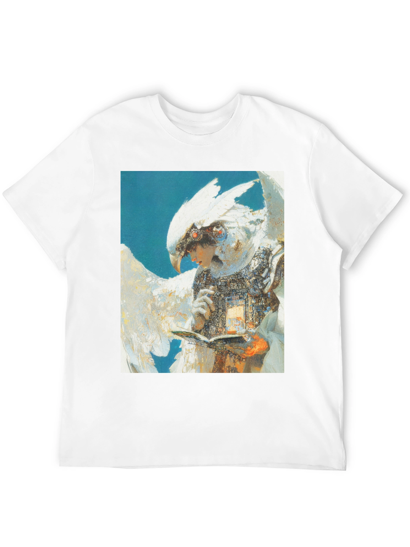 Black Futuristic Bird-Human Hybrid Graphic Tee view 12