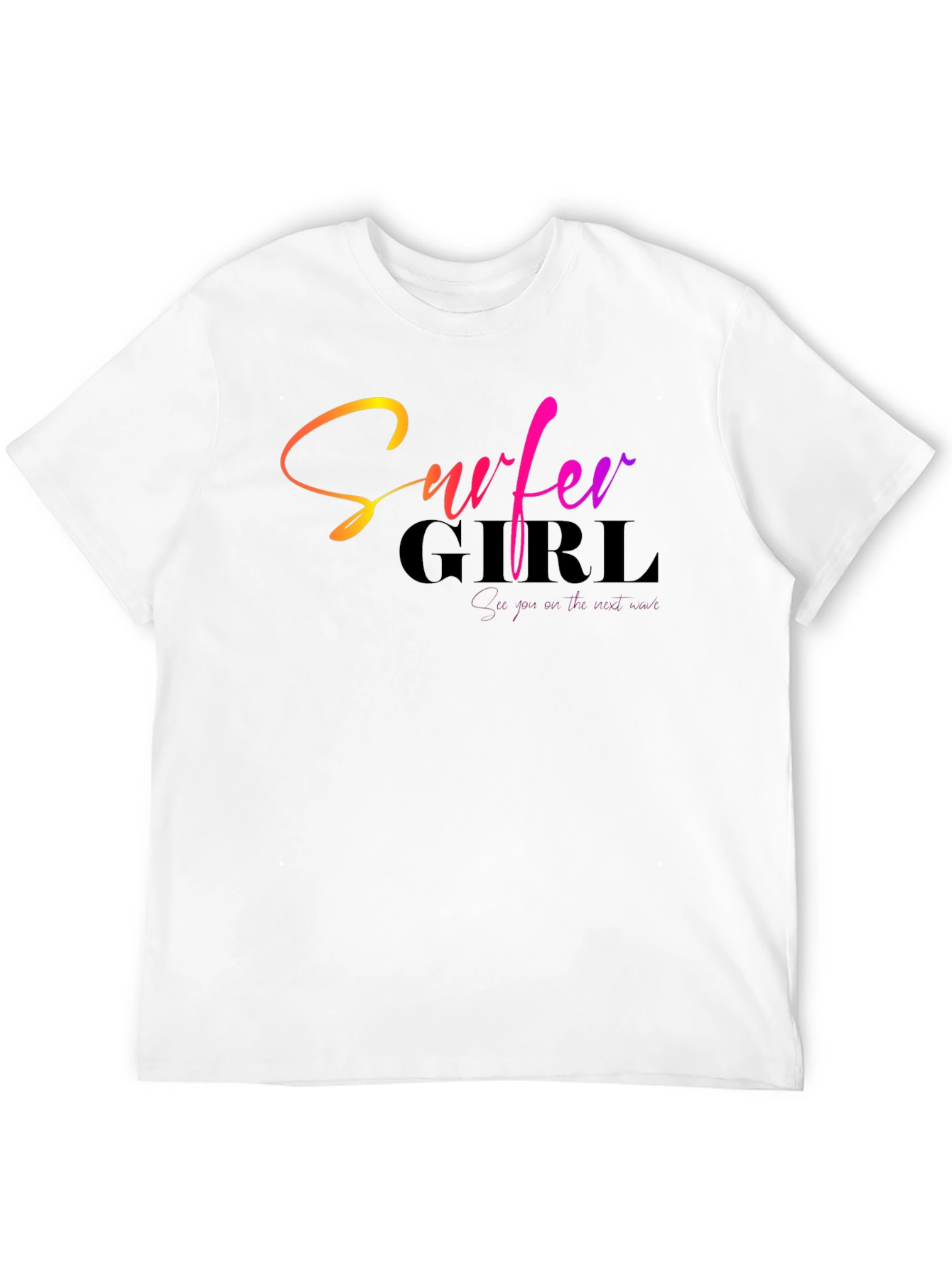 Black Surfer Girl Gradient Text Black T-Shirt view 12