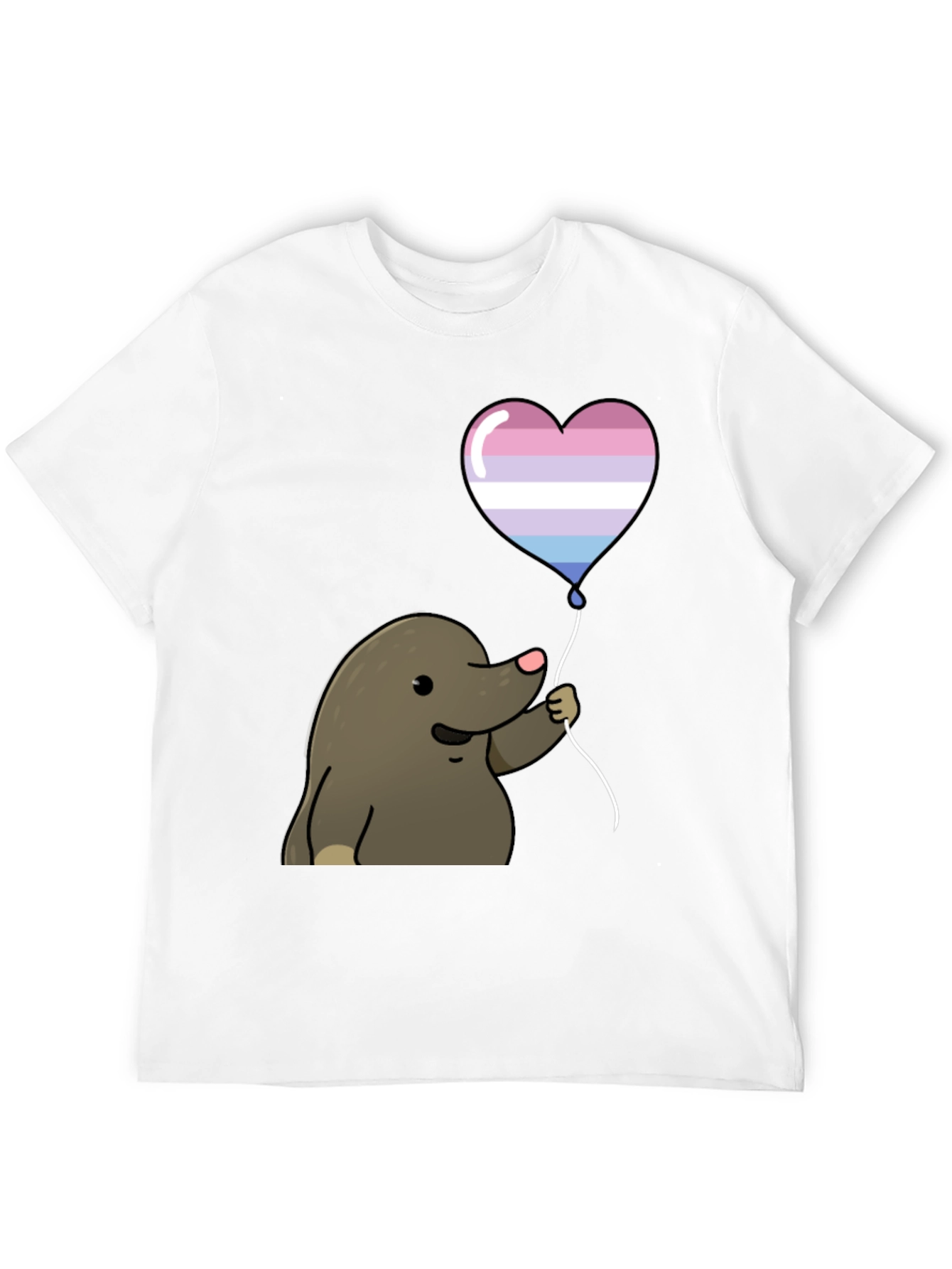 Black Mole with Transgender Pride Heart Balloon T-Shirt view 12
