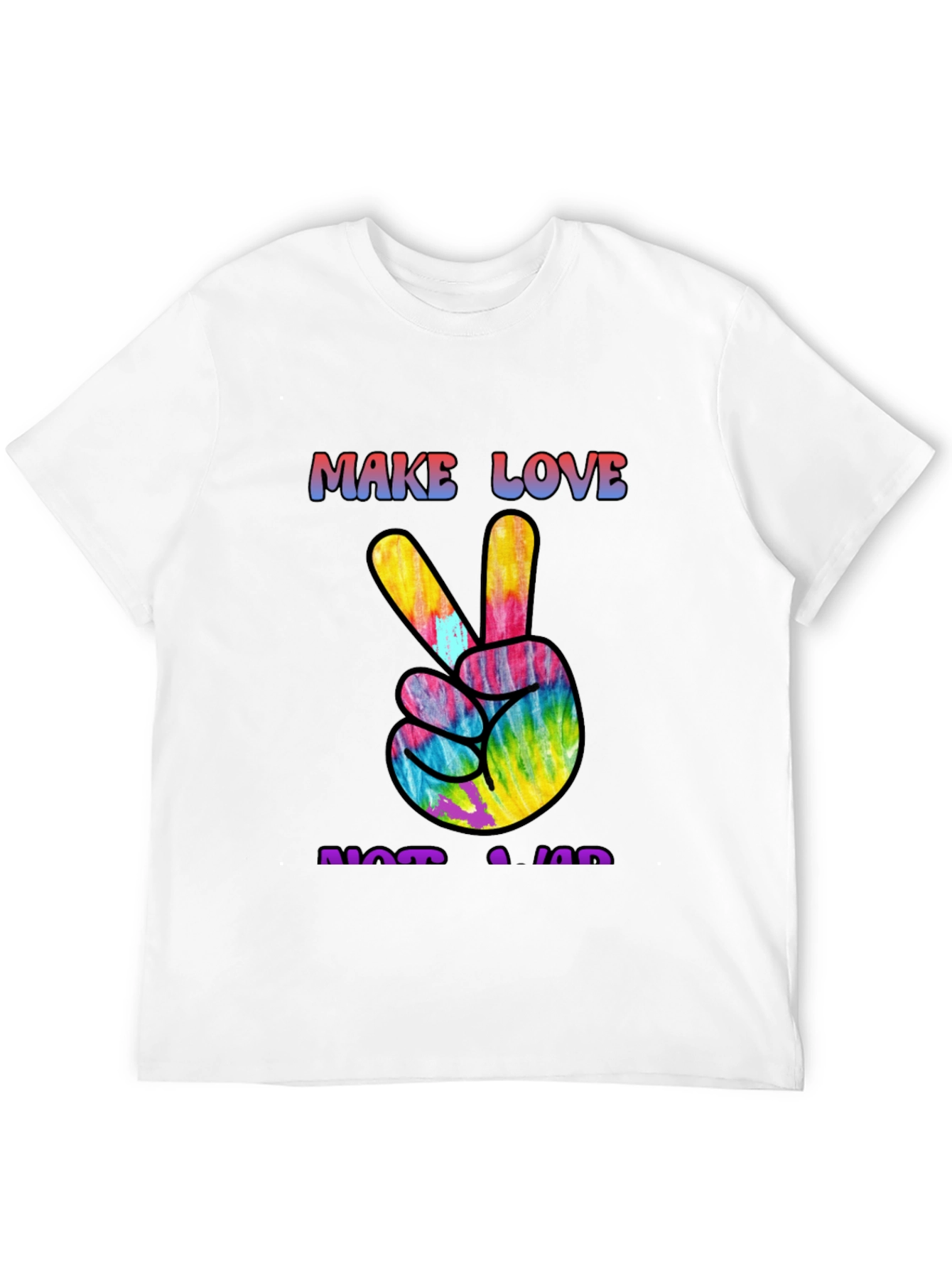 Black Make Love Not War Tie Dye Peace Sign Graphic Tee view 12