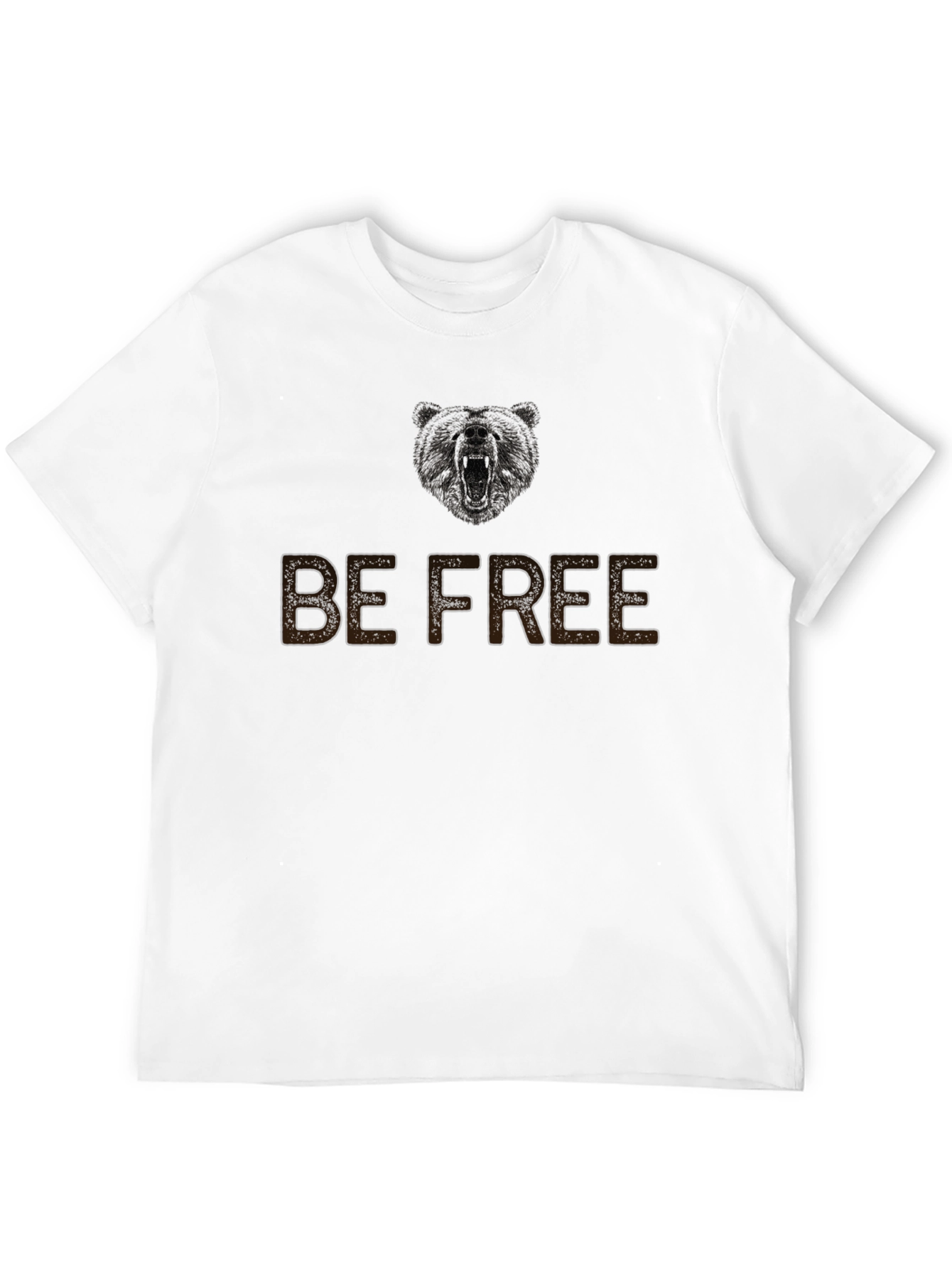 Black Be Free Bear Graphic Men's Black T-Shirt view 12