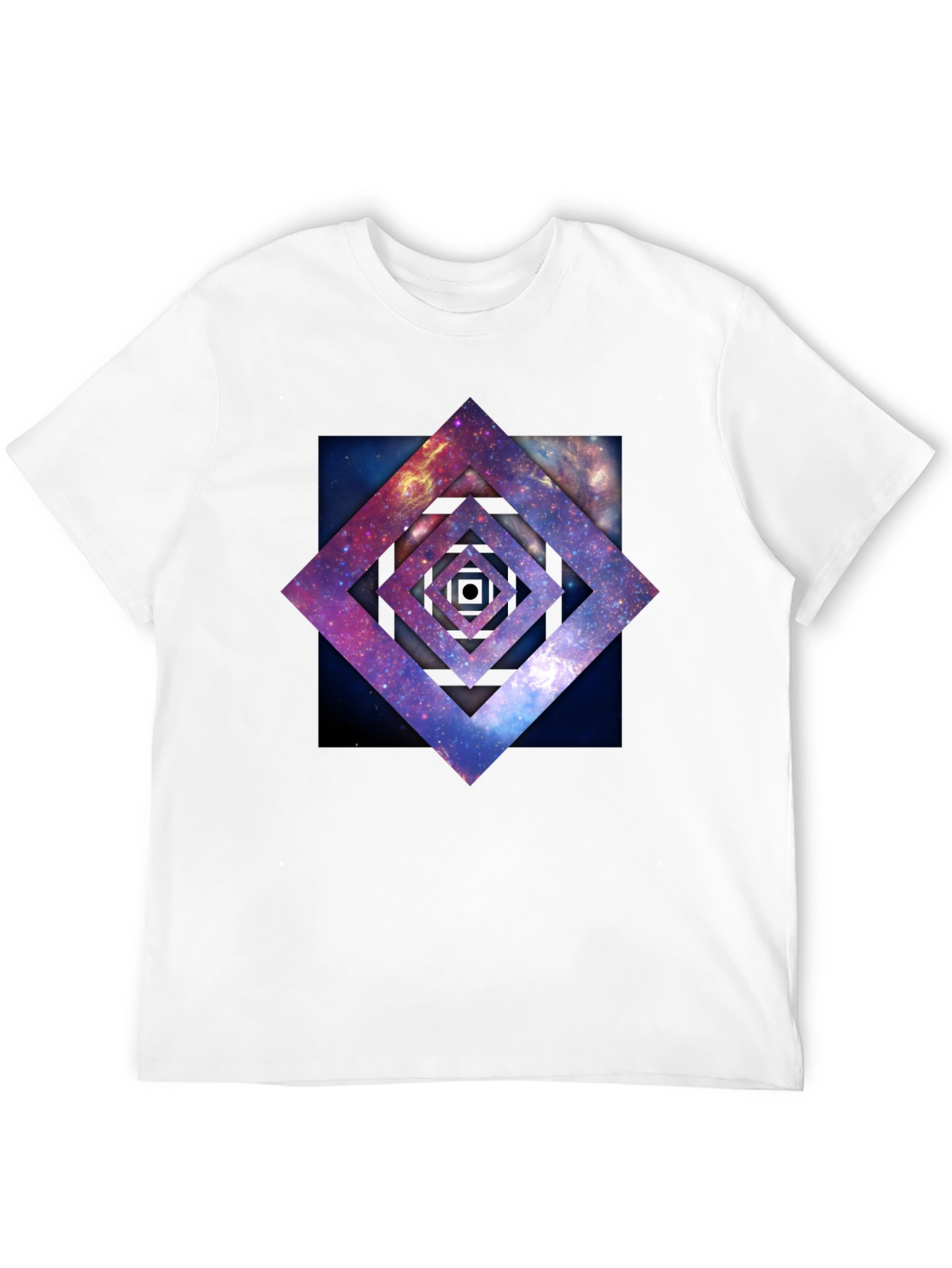 Black Galaxy Square Graphic Tee - Black Cotton T-Shirt view 12