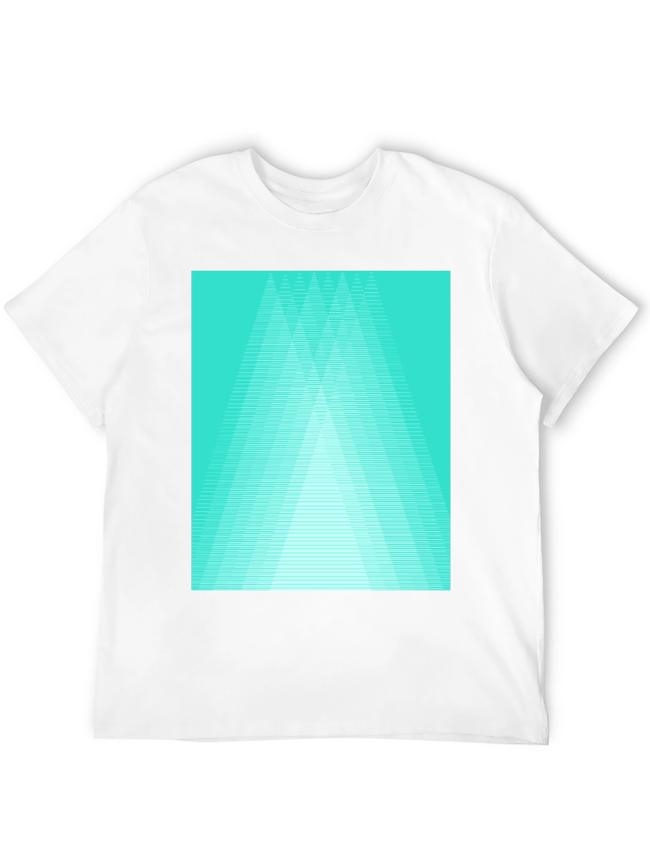 Black Retro Geometric Tee - Aqua Triangle Design view 12