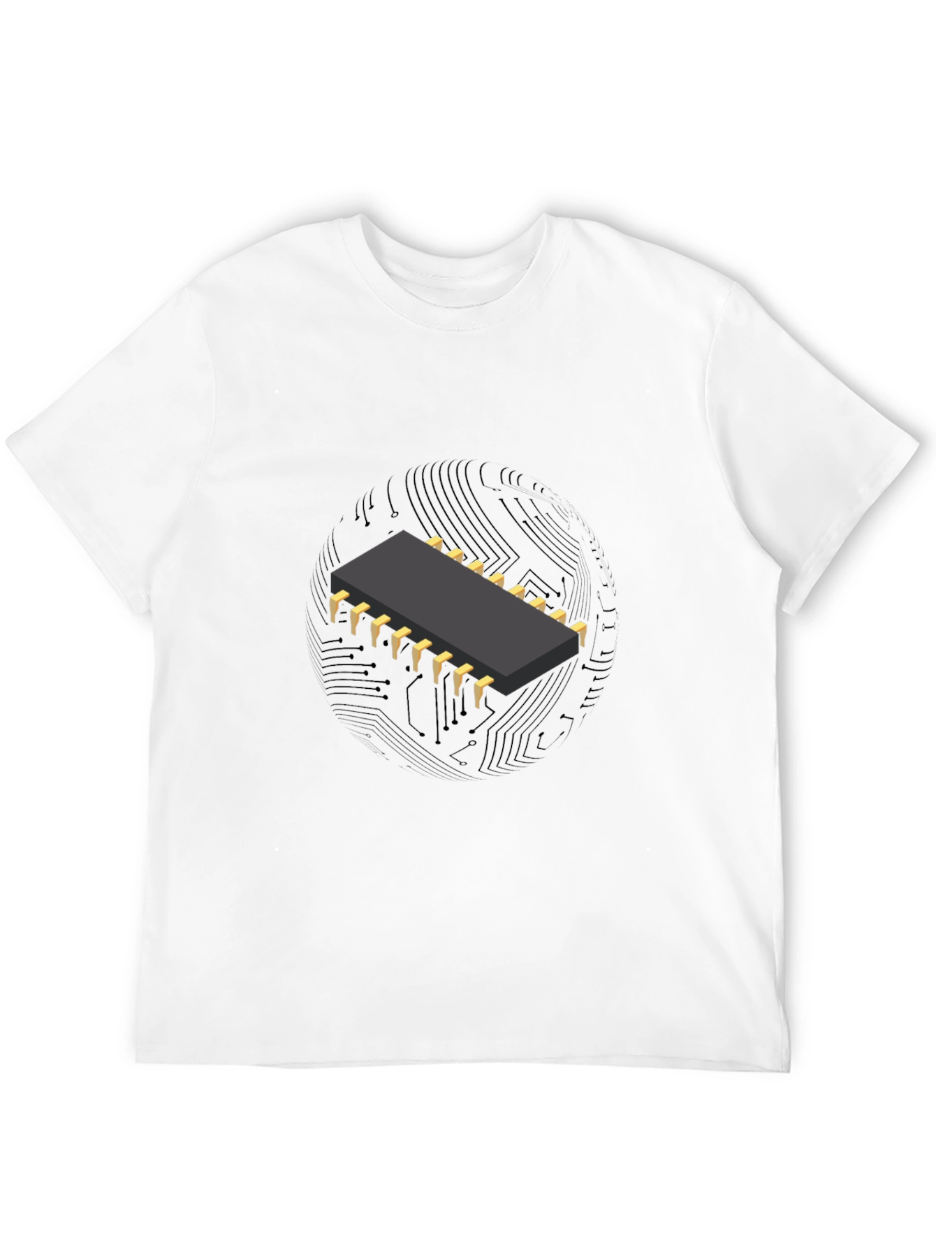 Black Circuit Chip Graphic T-Shirt - Cool Tech Tee view 12