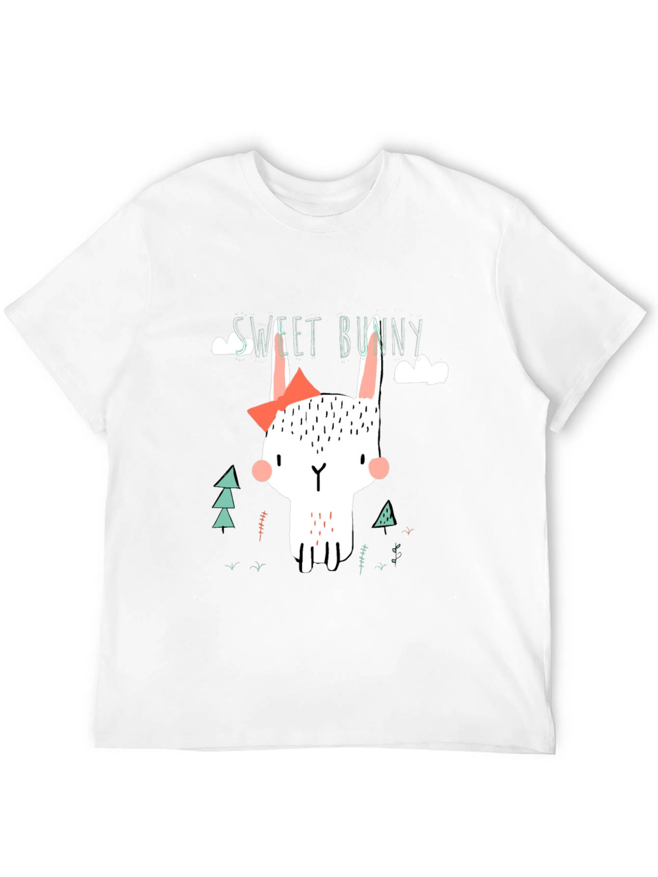 Black Sweet Bunny Graphic Tee - Black Cotton T-Shirt view 12