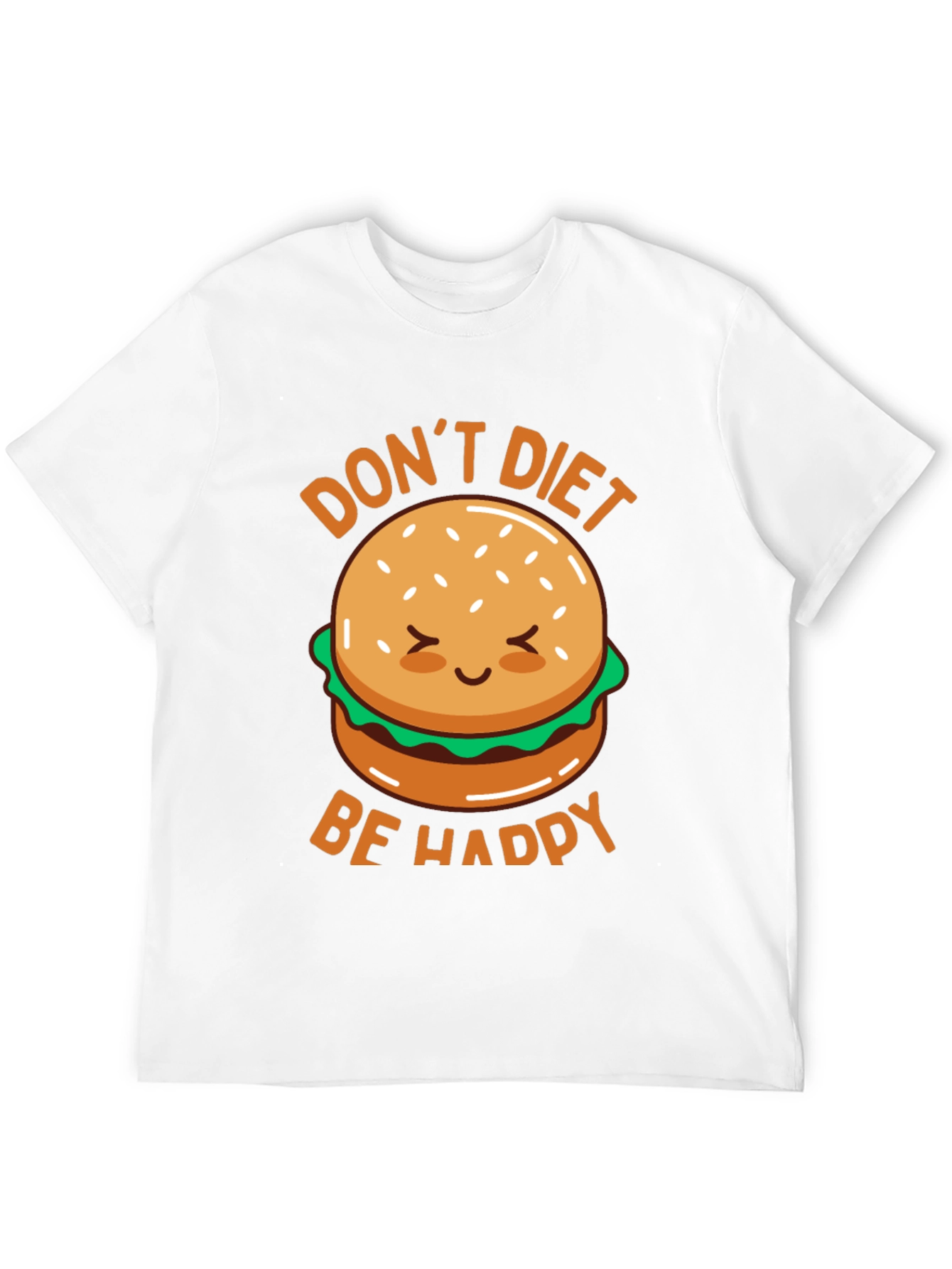 Black Don't Diet Be Happy T-Shirt - Cute Burger Graphic Tee view 12