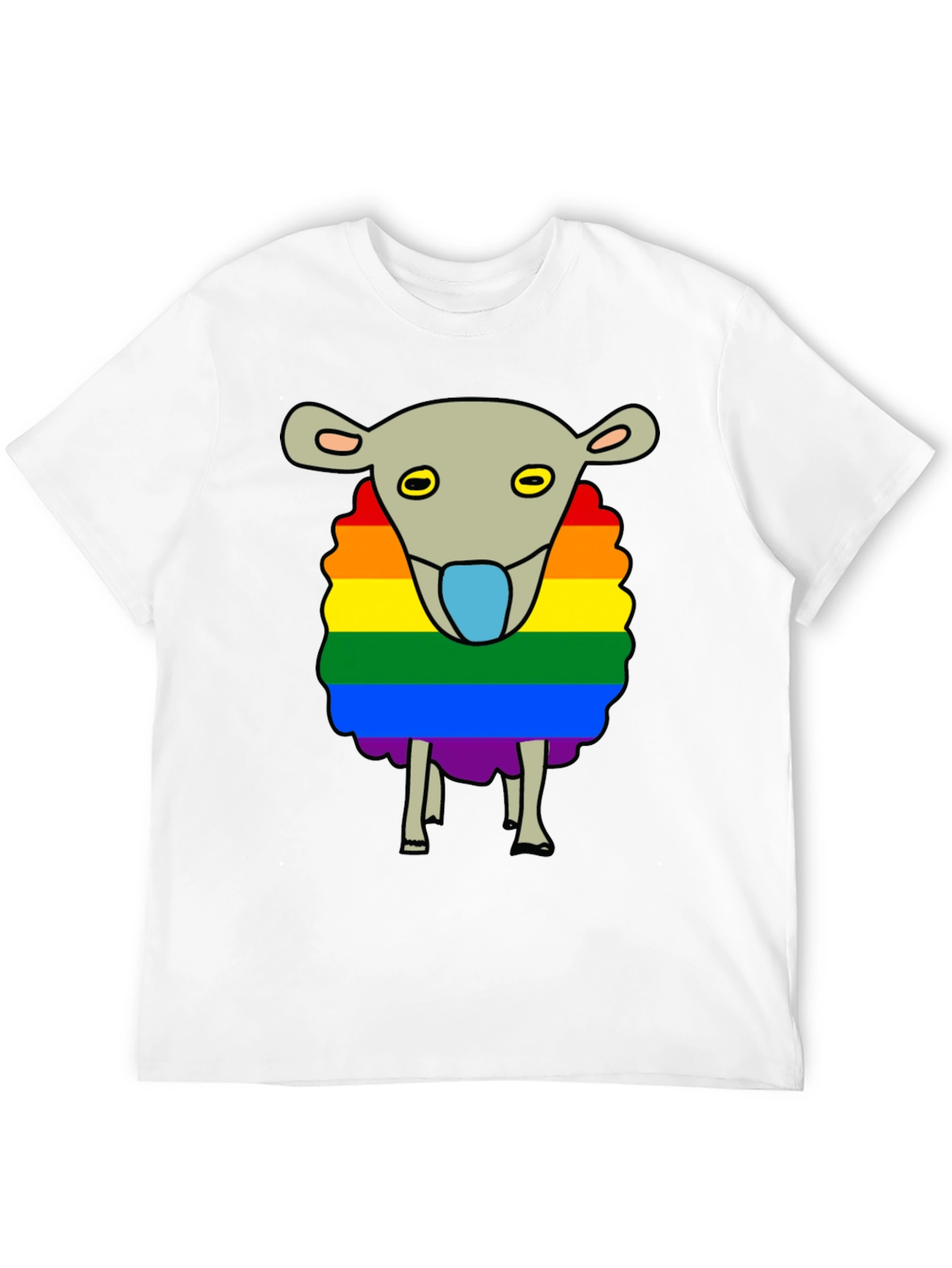 Black Rainbow Sheep Graphic Tee - Black Cotton Blend view 12