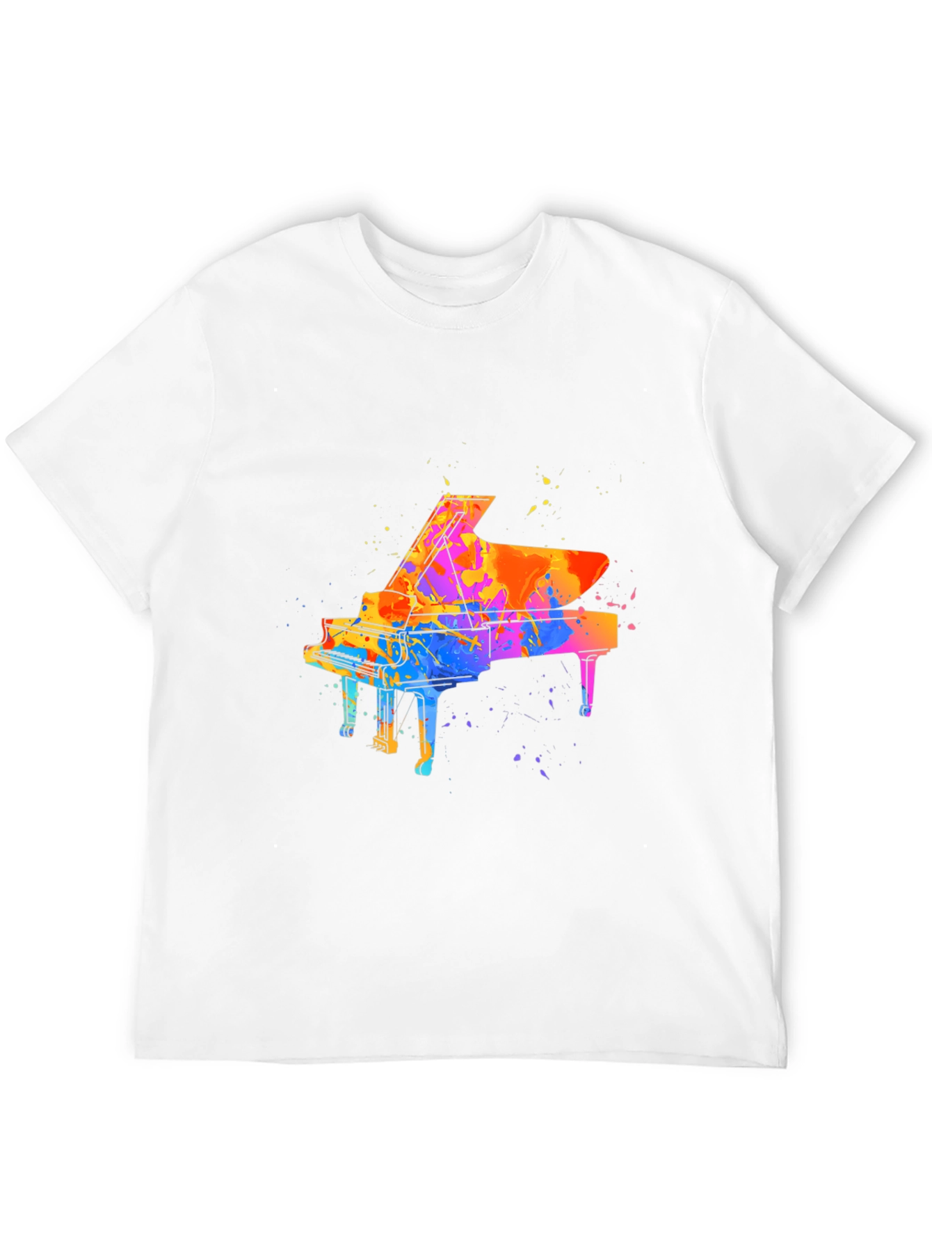 Black Watercolor Piano Graphic Men's Black T-Shirt view 12