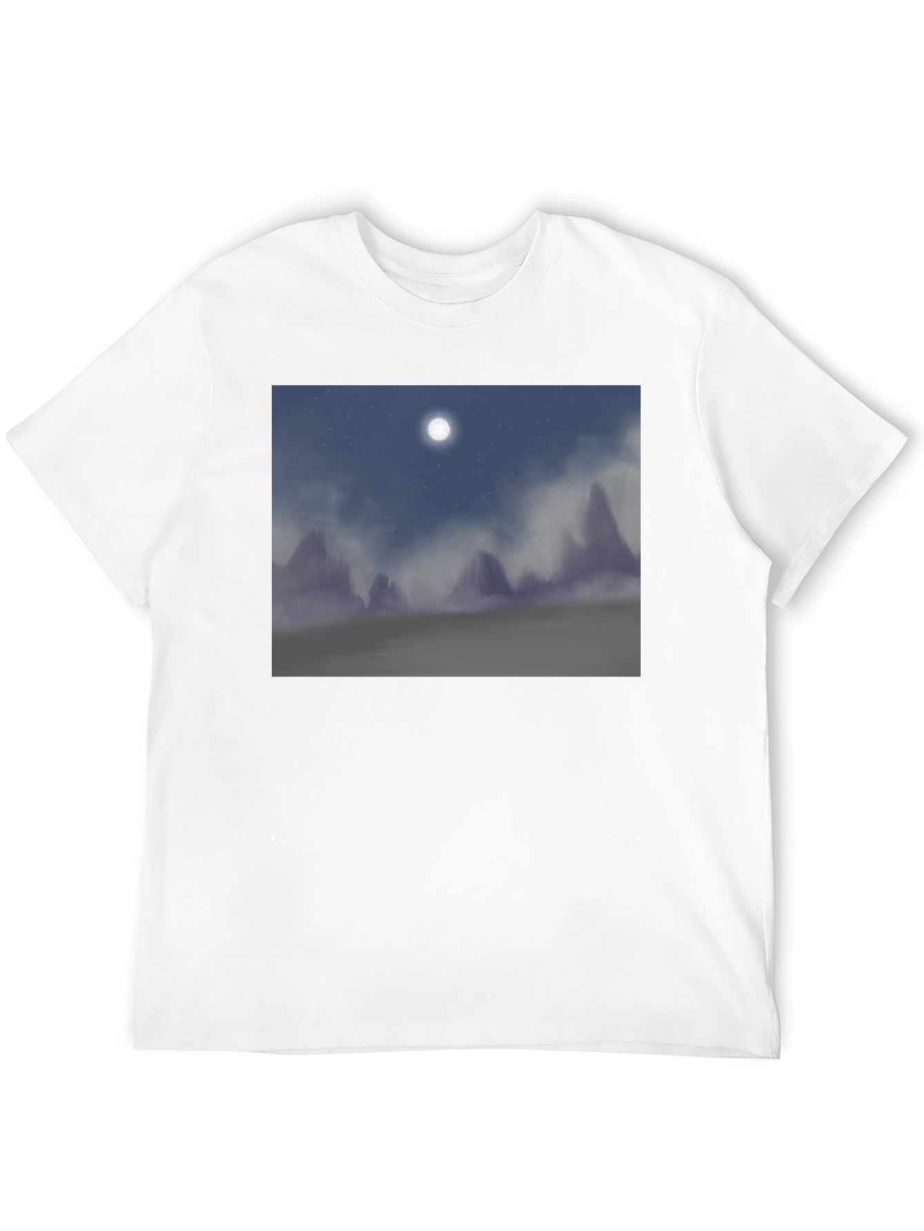 Black Moonlit Mountainscape T-Shirt - Black view 12