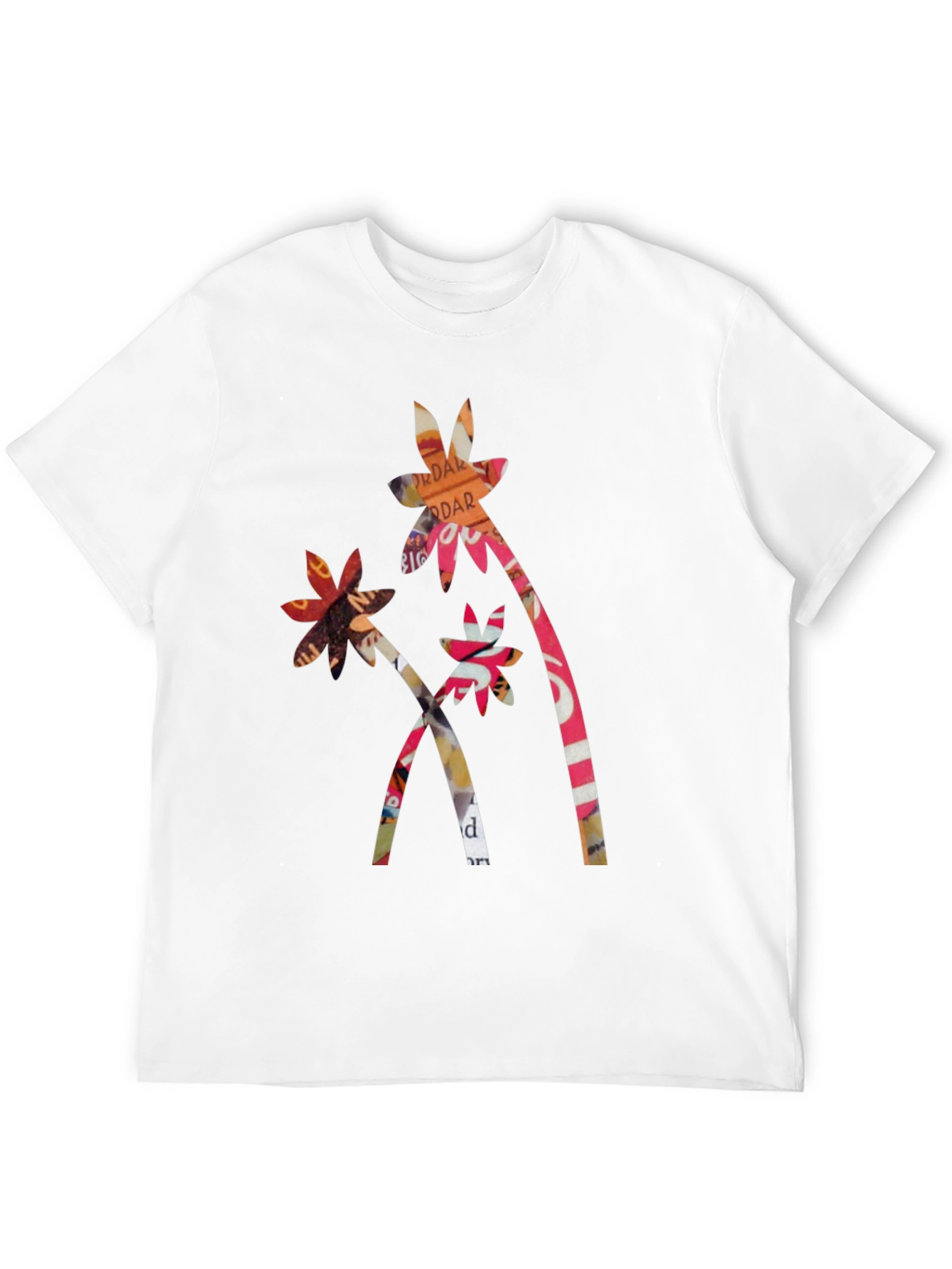 Black Abstract Floral Print Black T-Shirt view 12