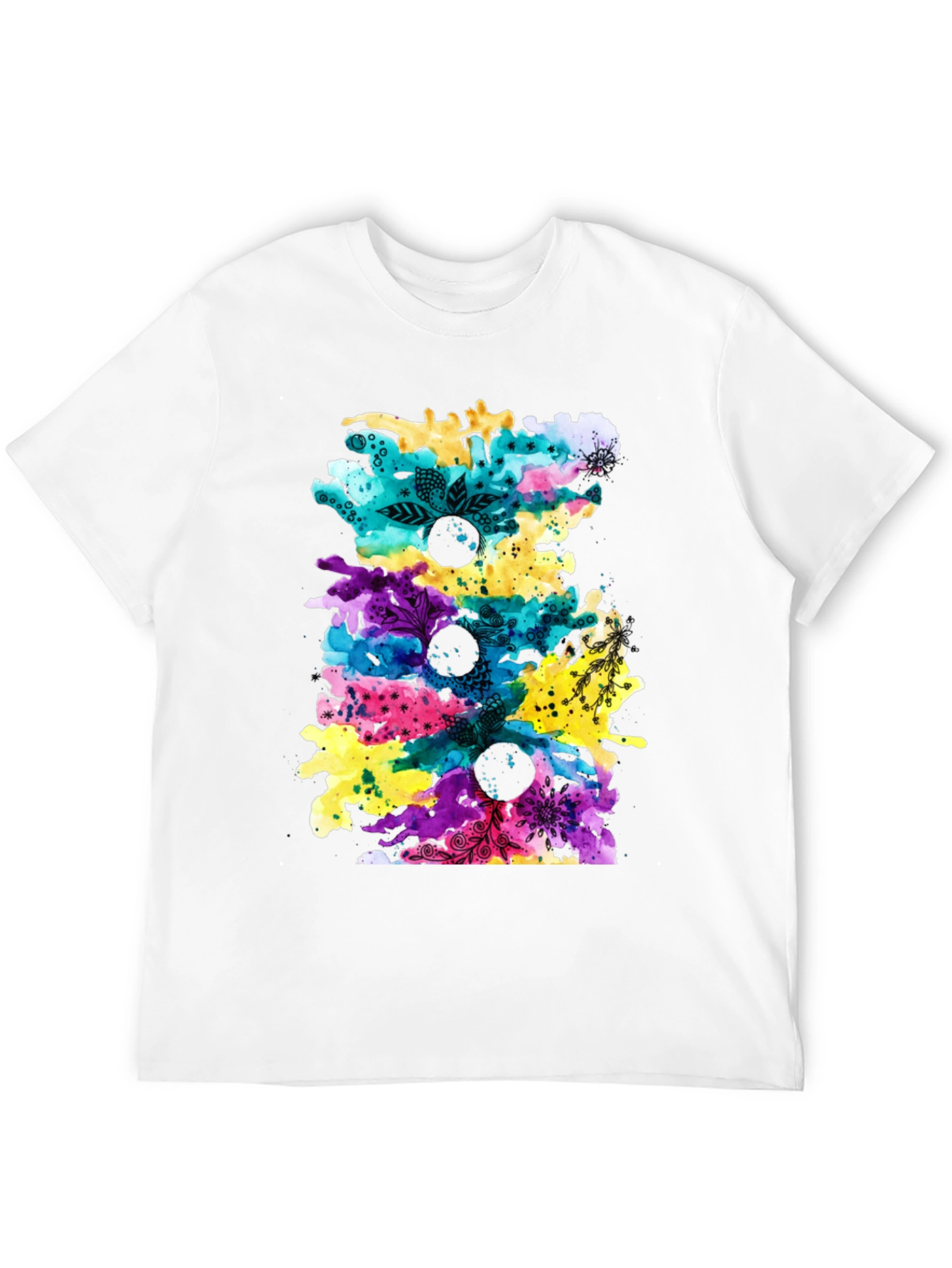 Black Abstract Watercolor Print Black T-Shirt view 12