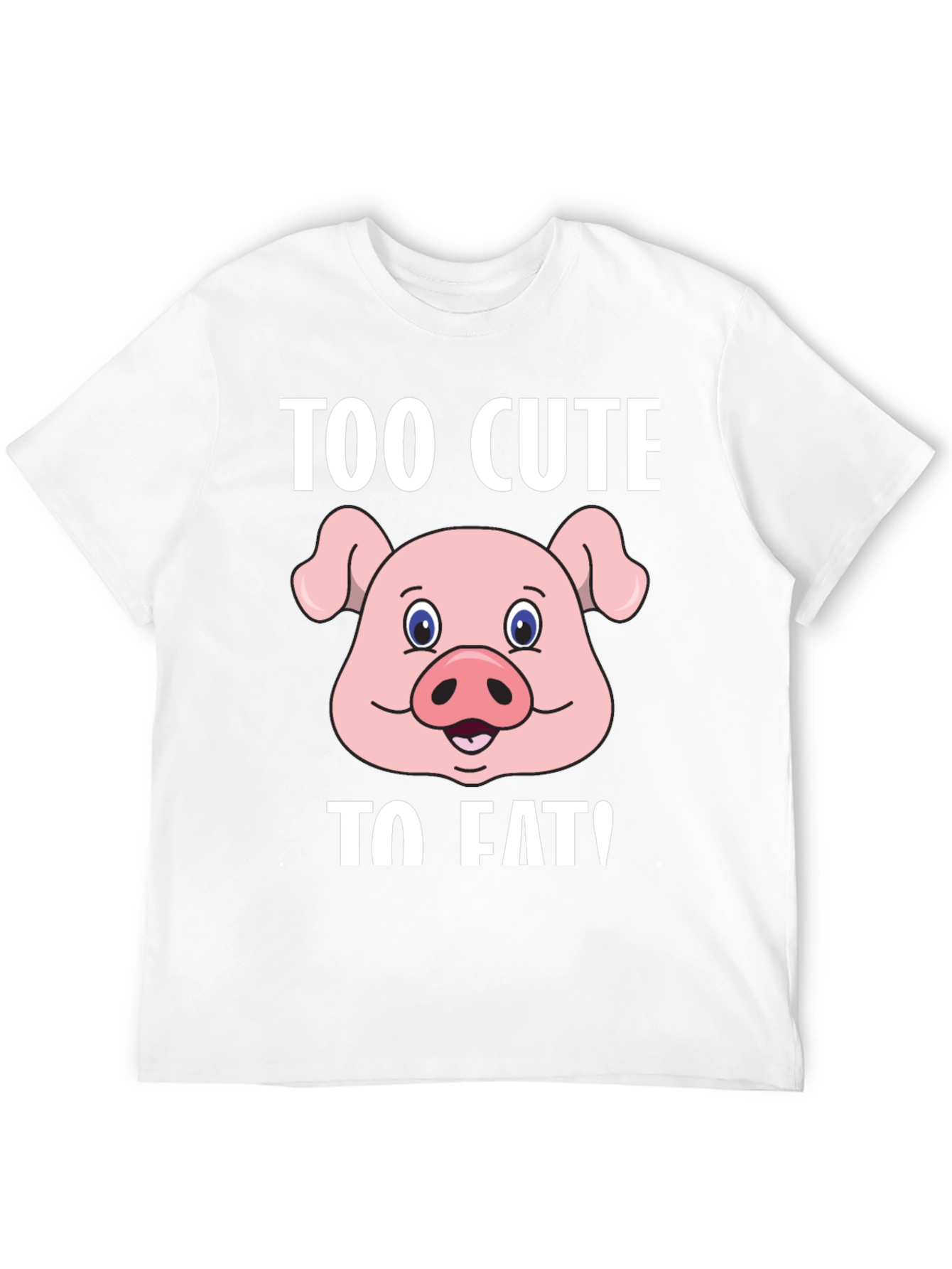 Black Cute Pig Graphic T-Shirt - "Too Cute To Eat!" view 12