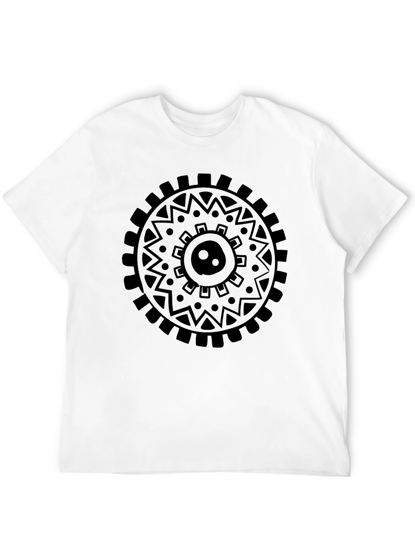 Black Black Graphic Tee - Circular Tribal Design view 12