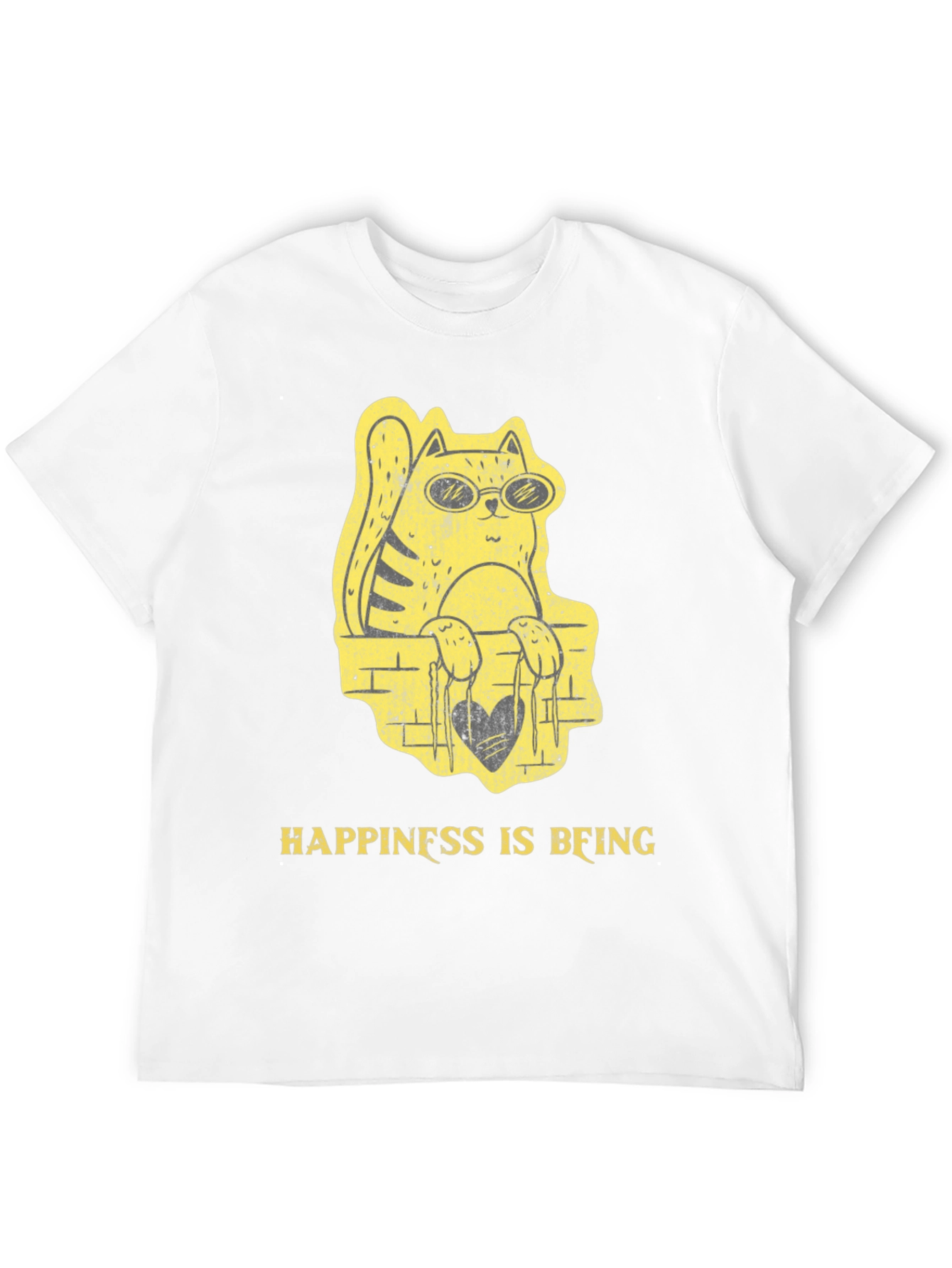 Black Cool Cat Graphic Tee - Happiness Is Being view 12