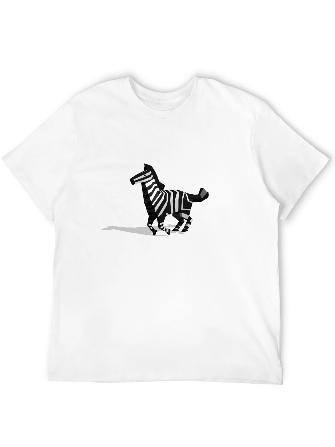 Black Geometric Zebra Graphic Tee - Black Cotton Blend view 12