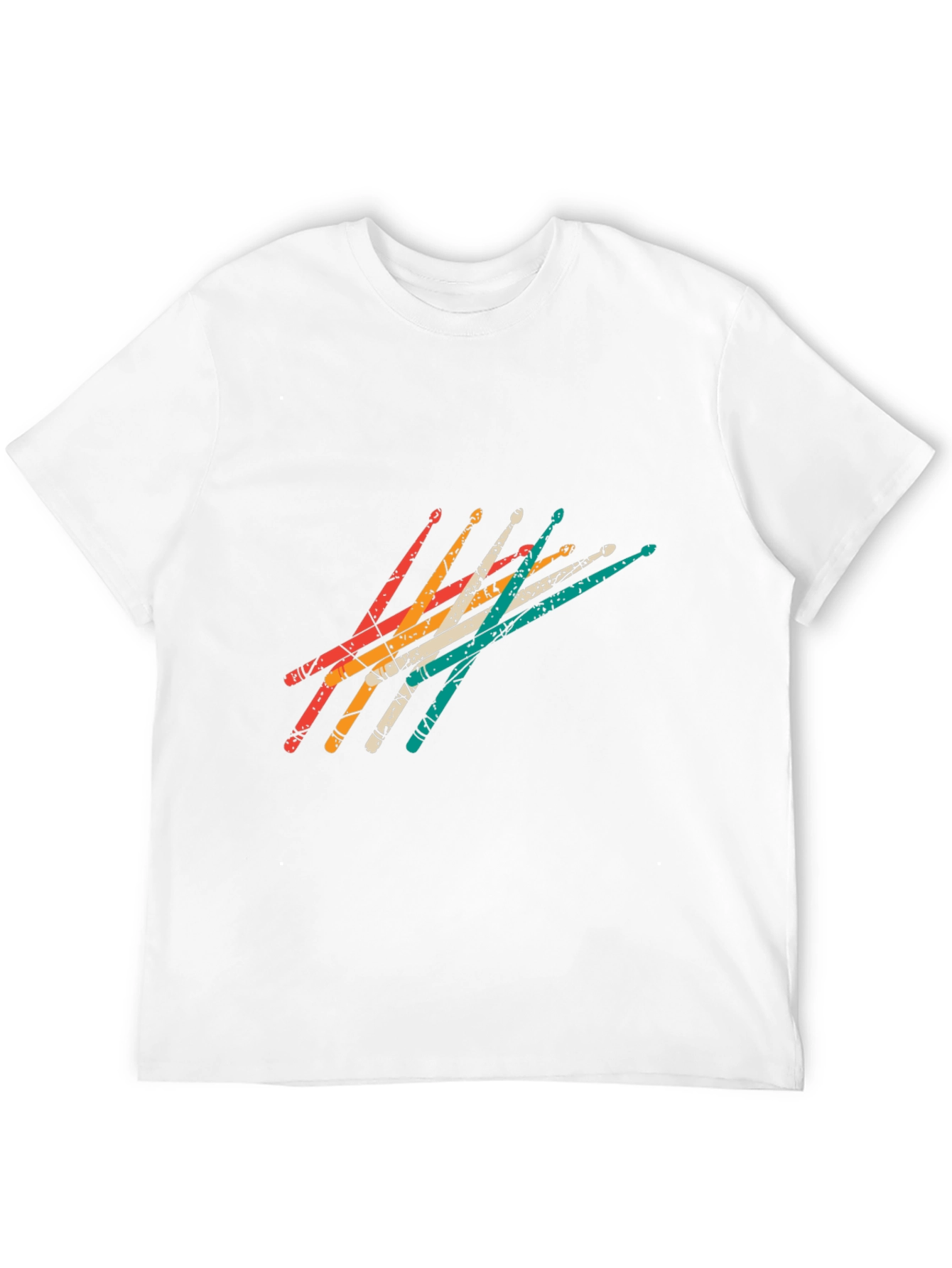 Black Retro Drumsticks Graphic Tee - Black Casual T-Shirt view 12