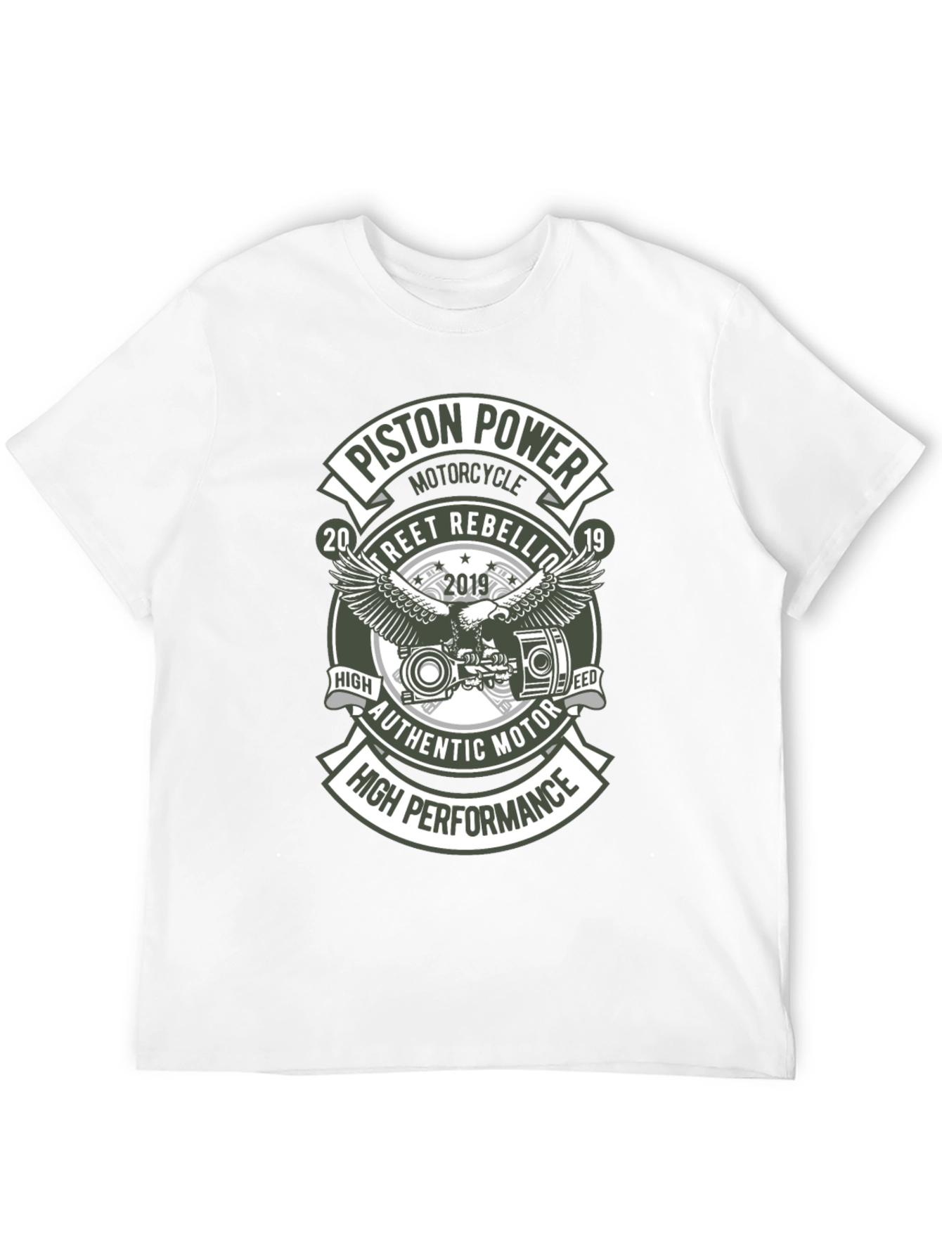 Black Piston Power Motorcycle T-Shirt - Street Rebellion view 12