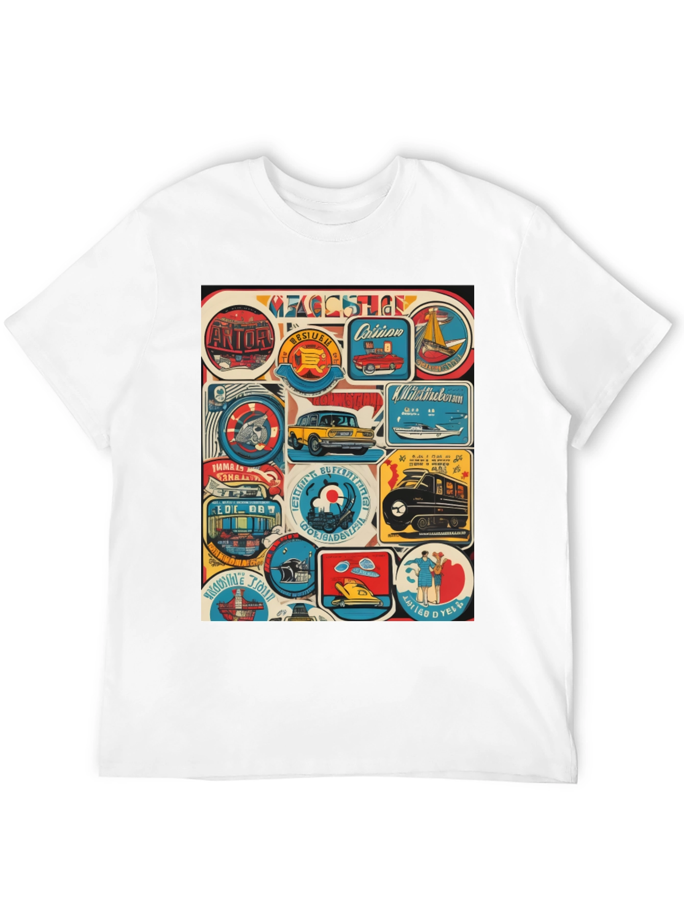 Black Retro Travel Patch T-Shirt view 12