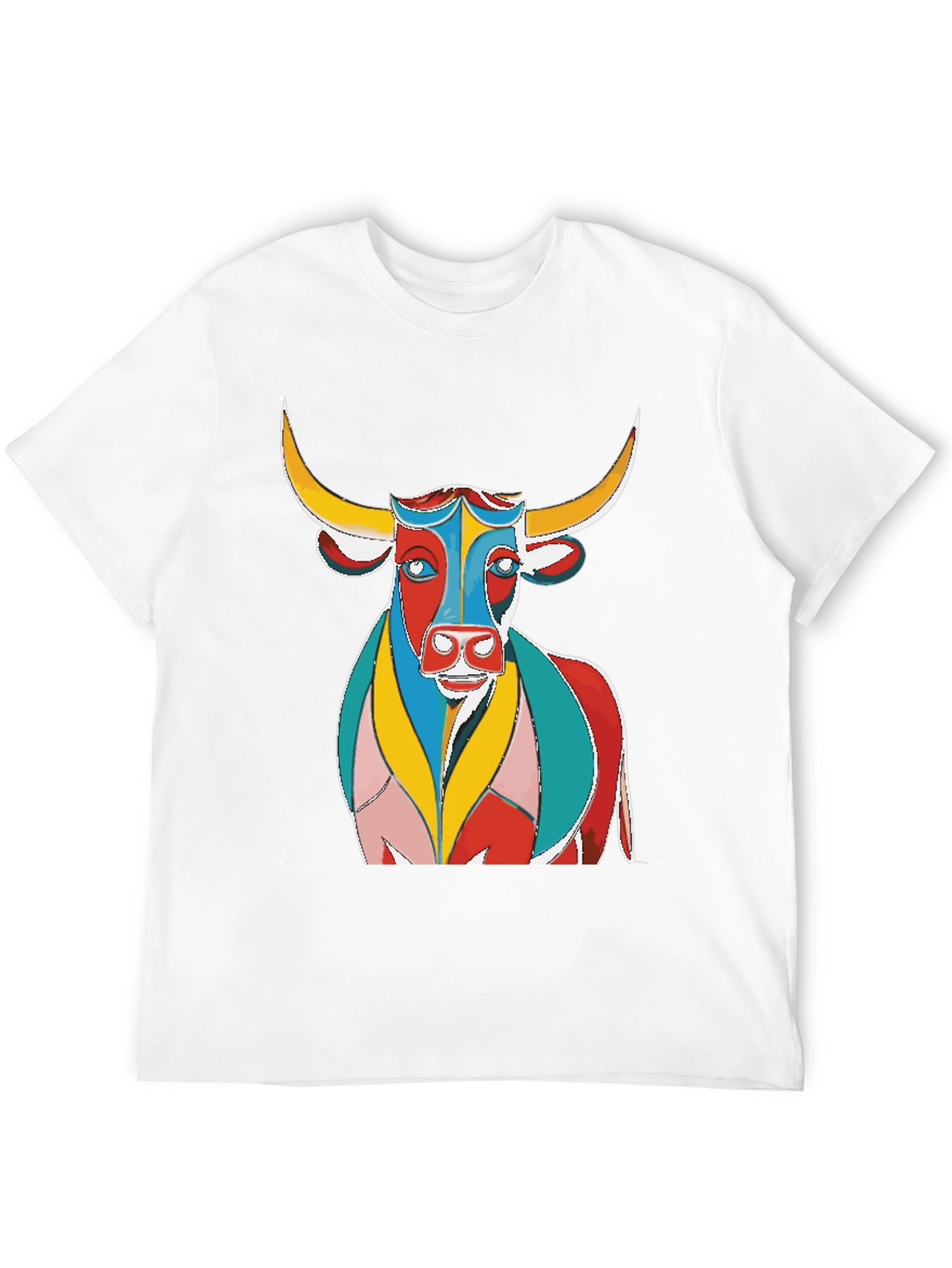 Black Colorful Bull Graphic Print Black T-Shirt view 12