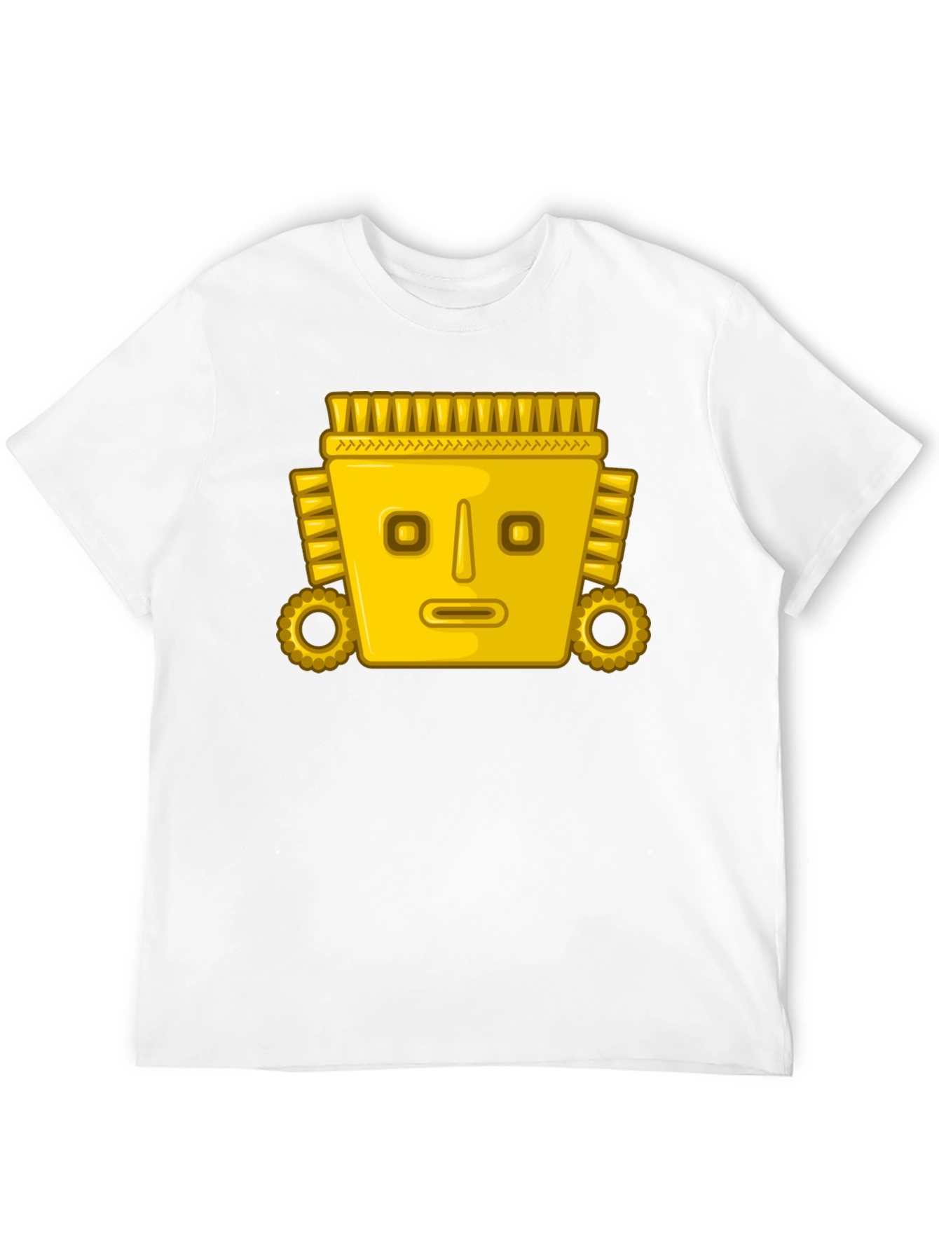 Black Aztec Gold Mask Graphic Tee - Black Casual T-Shirt view 12