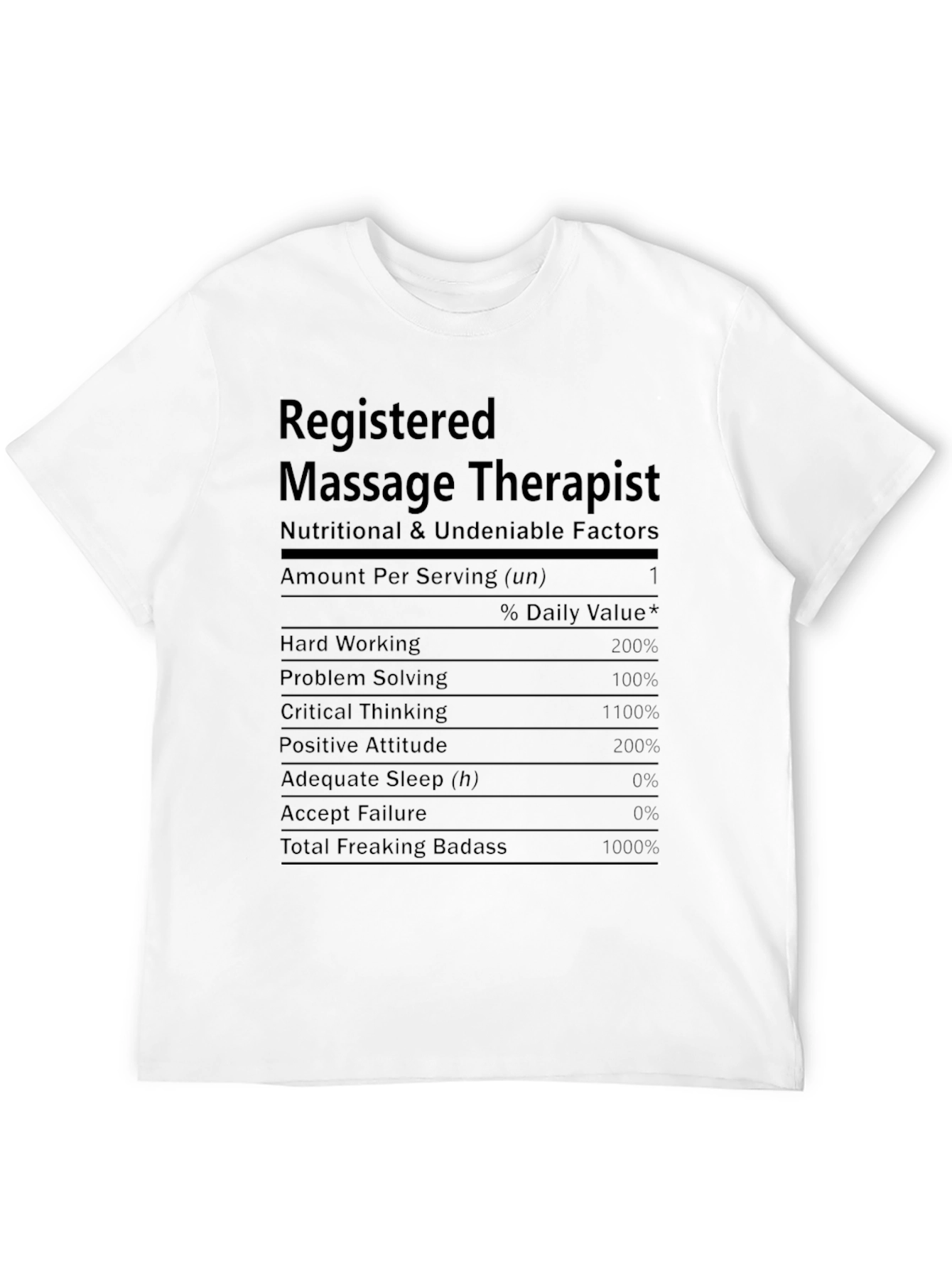 Black Registered Massage Therapist Nutritional Facts T-Shirt view 12