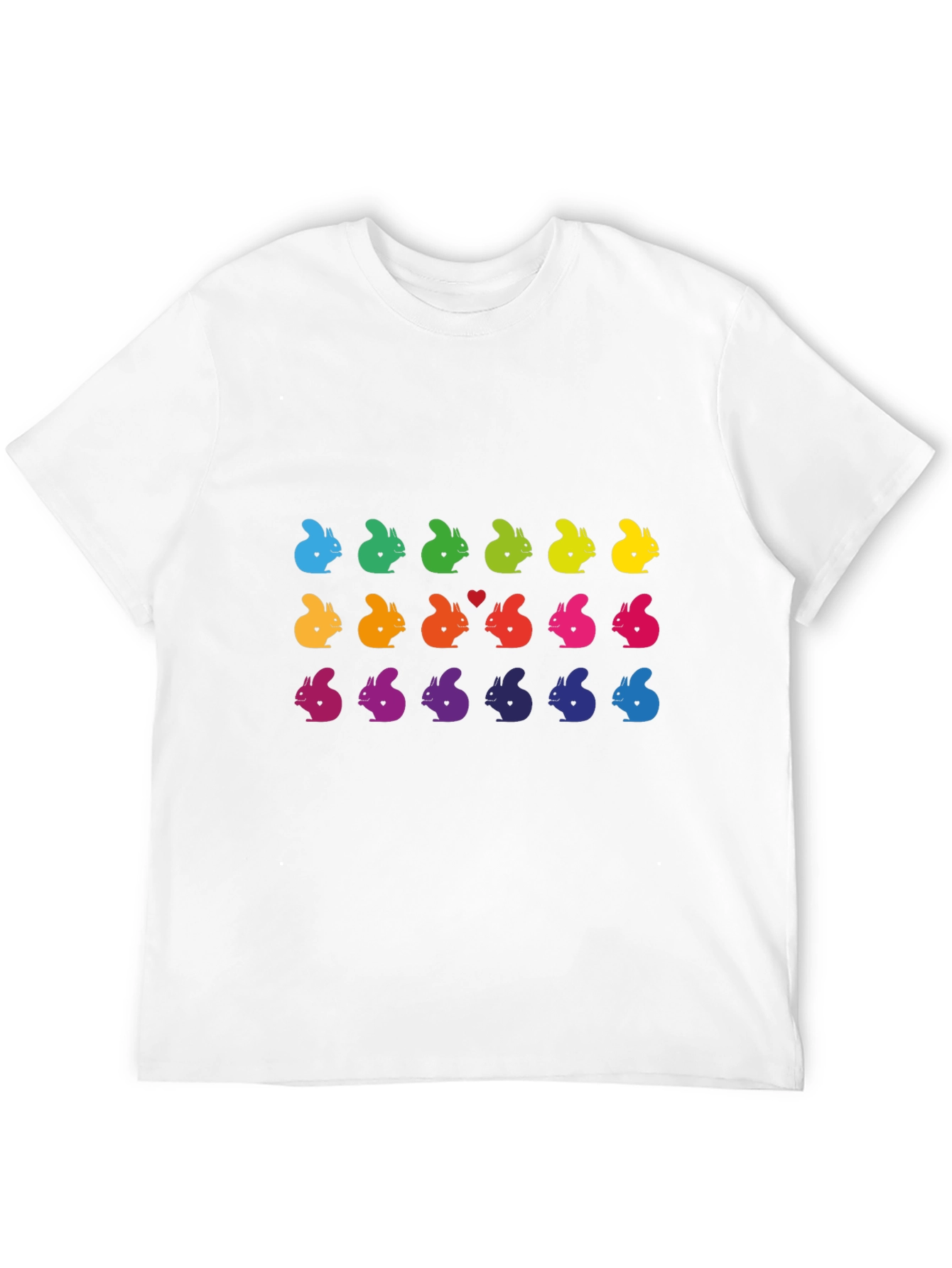Black Rainbow Squirrel Pattern Black T-Shirt view 12