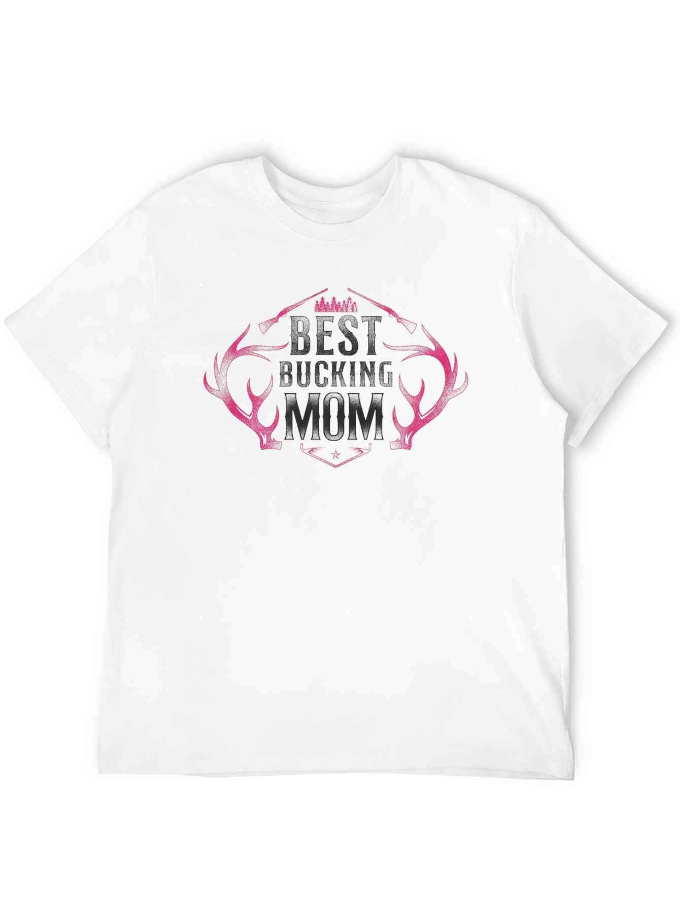 Best Bucking Mom Black T-Shirt with Antler Design - 12