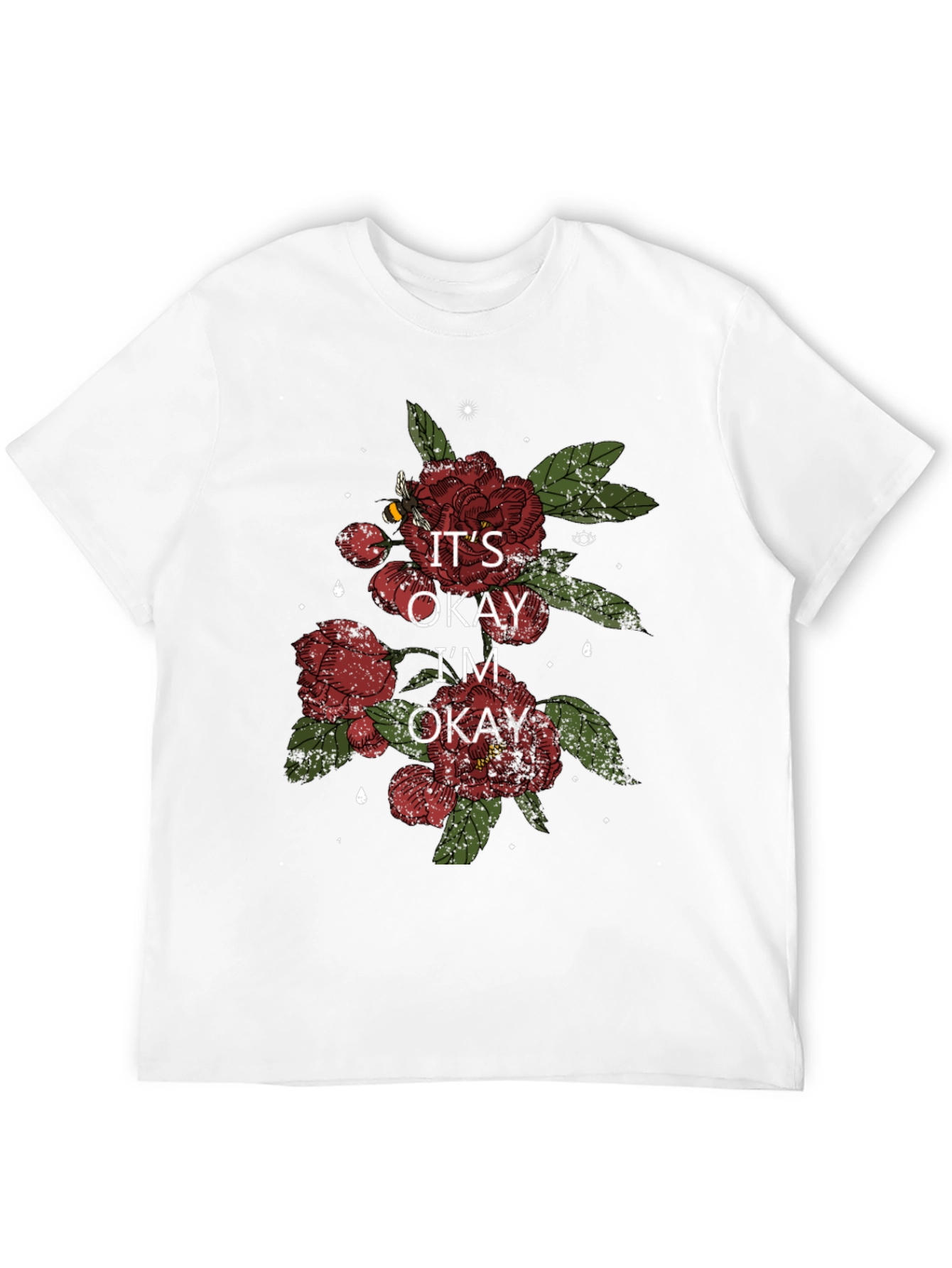 Black It's Okay I'm Okay Floral T-Shirt view 12