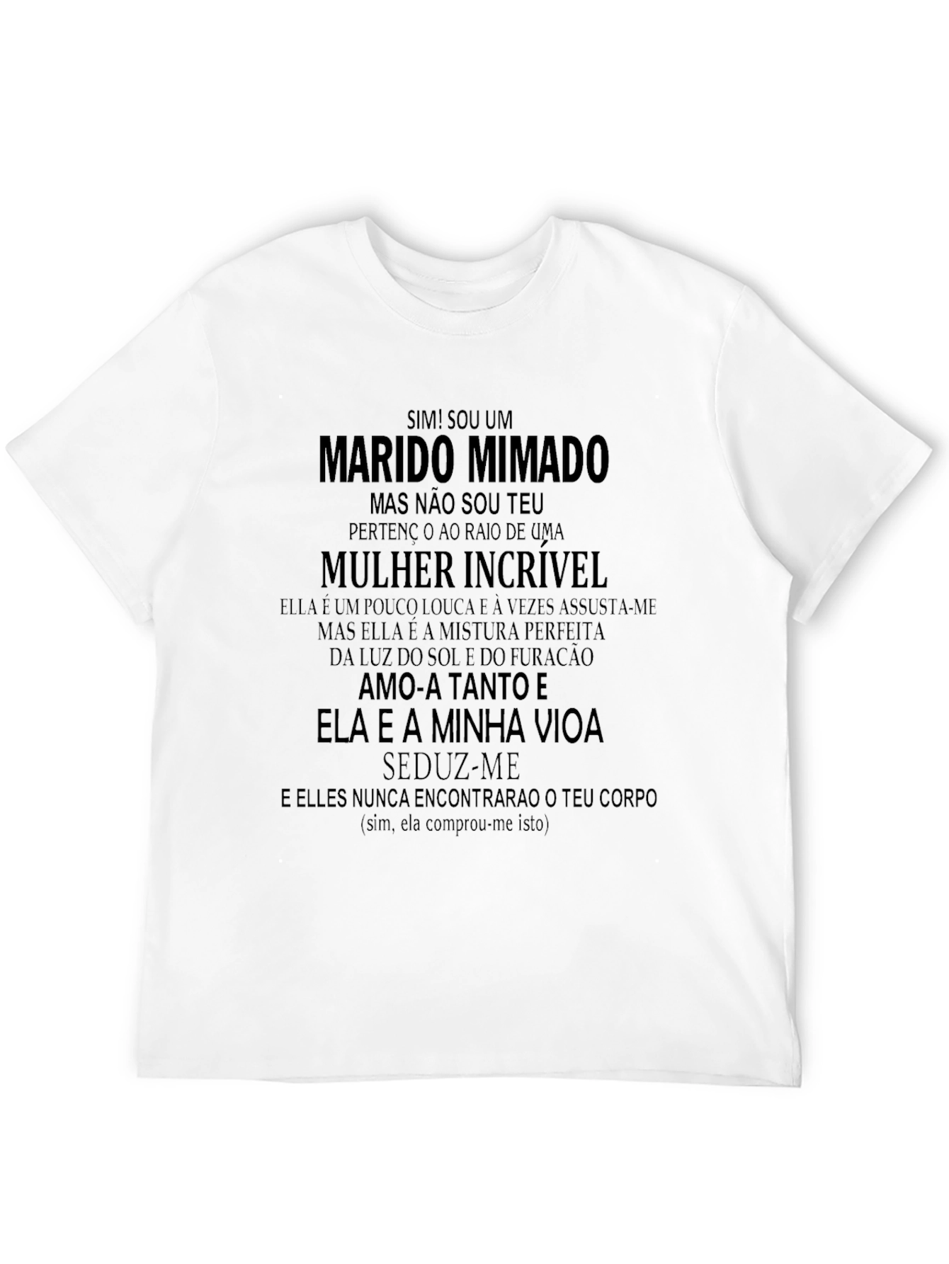 Black Funny Brazilian T-Shirt - "Spoiled Husband" Design view 12