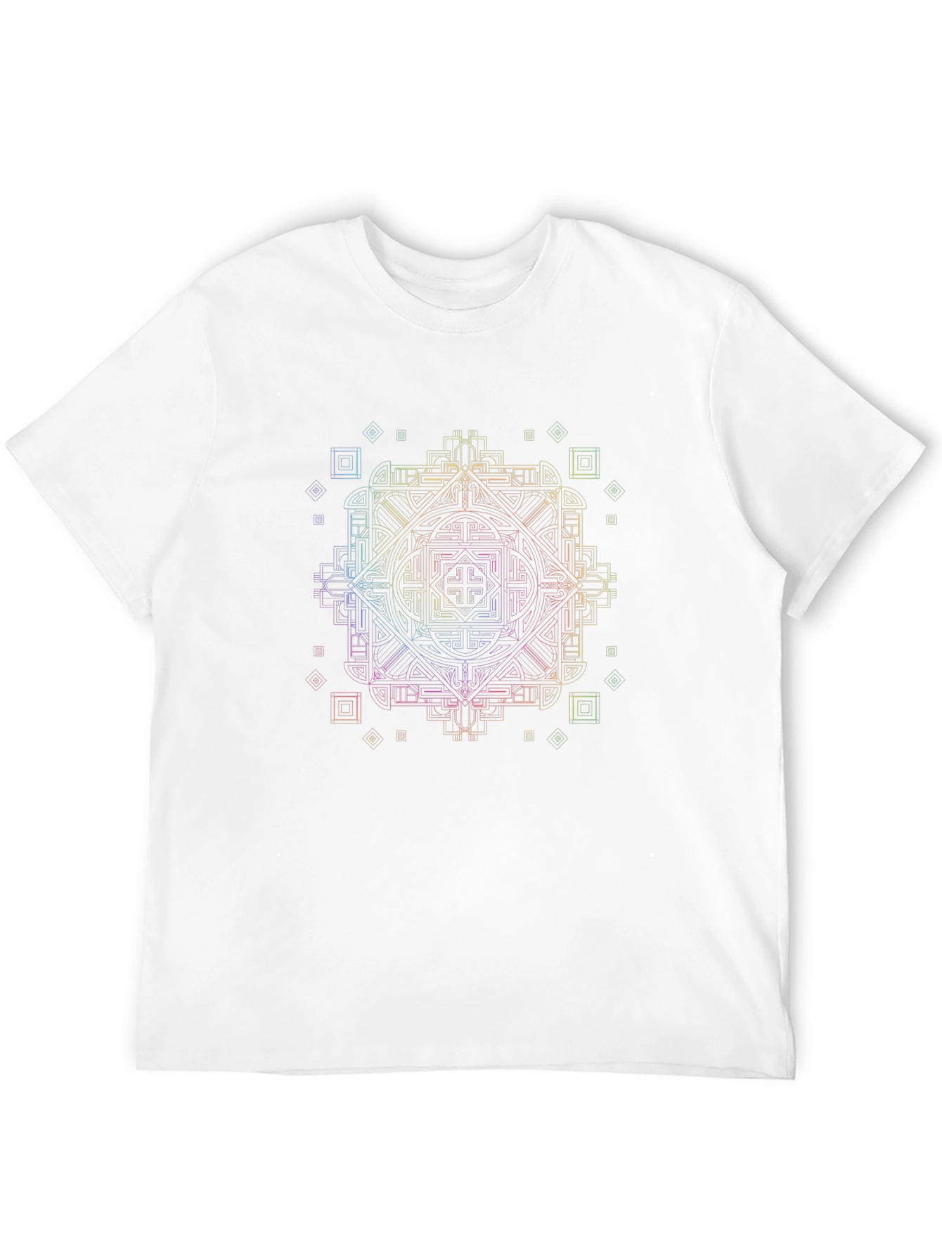 Black Geometric Rainbow Pattern Black T-Shirt view 12