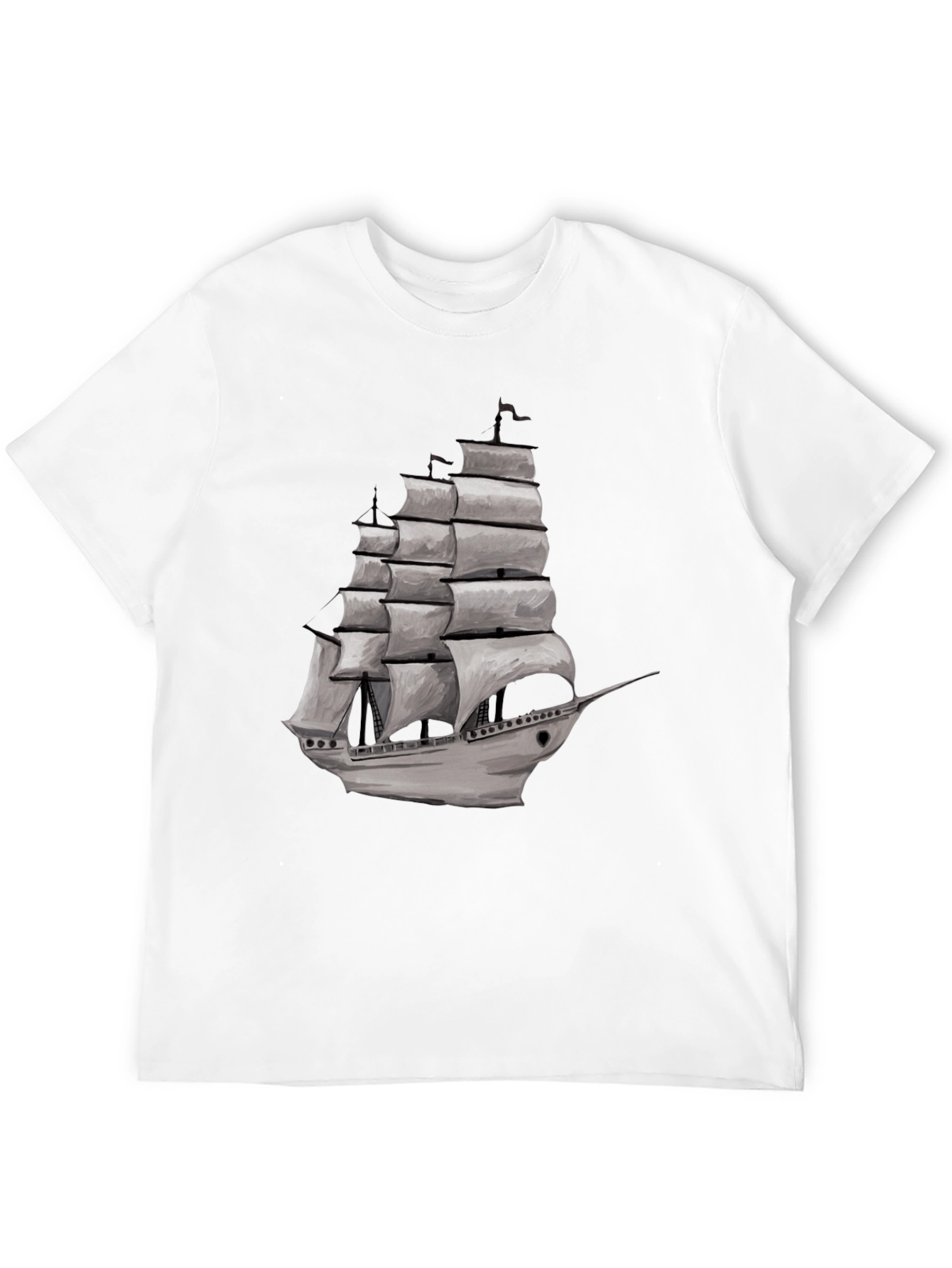 Black Nautical Sailboat Graphic Tee - Black Cotton Blend view 12