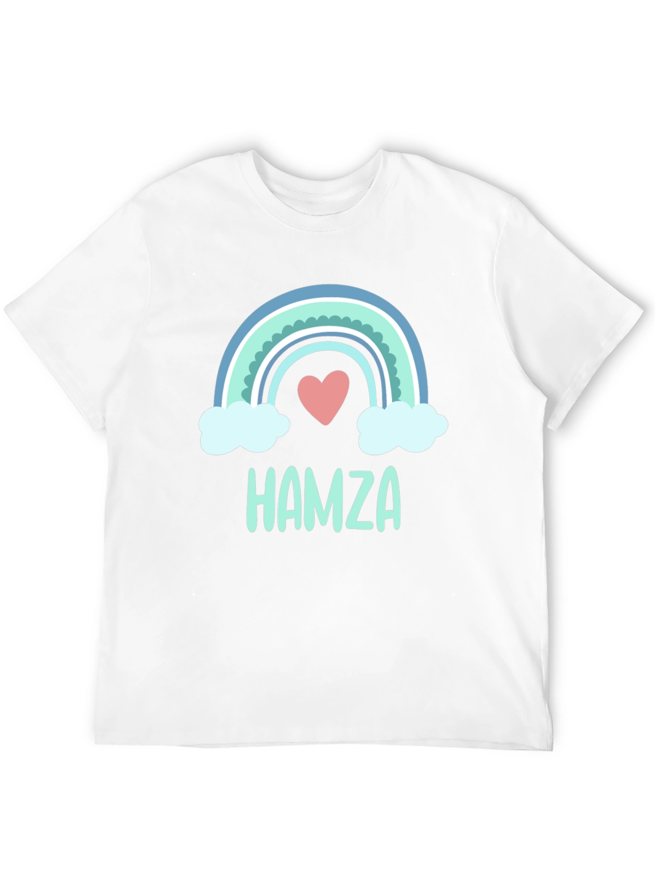 Black Personalized Hamza Rainbow Heart T-Shirt view 12