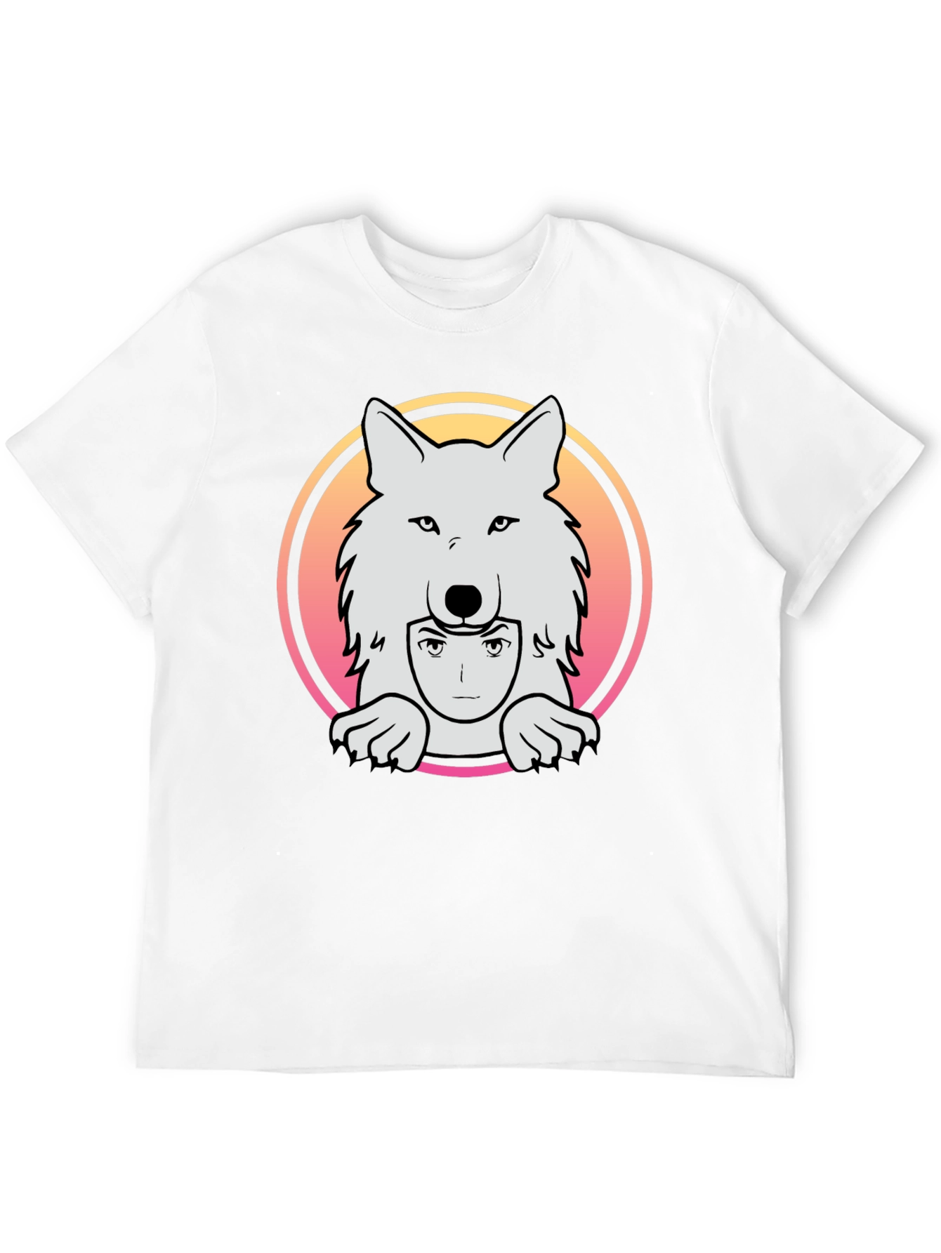 Black Anime Wolf Graphic Tee - Black Cotton T-Shirt view 12