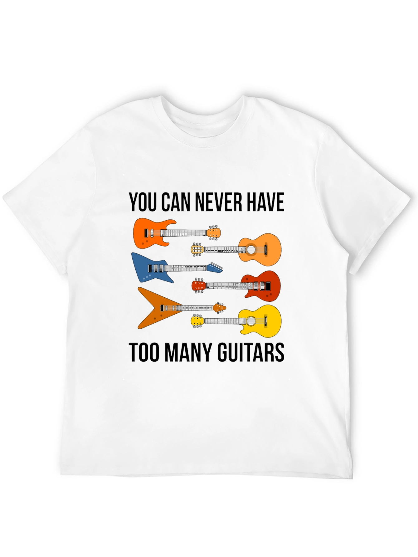 Black Guitar Lover T-Shirt - You Can Never Have Too Many Guitars view 12