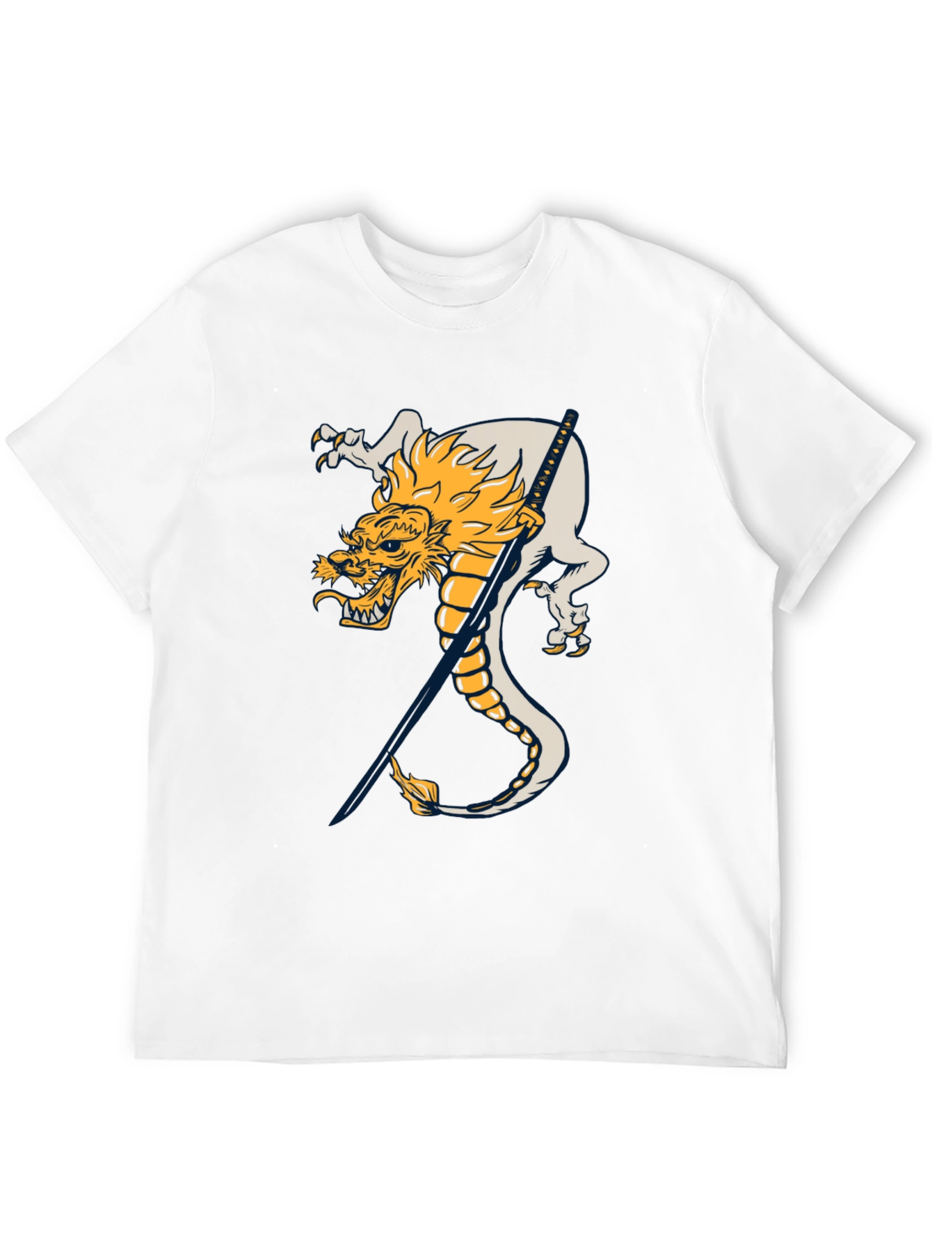 Black Dragon and Katana Black T-Shirt view 12