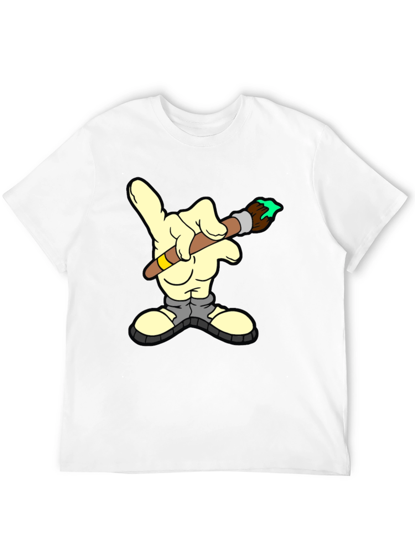 Black Cartoon Hand Painter Black T-Shirt view 12