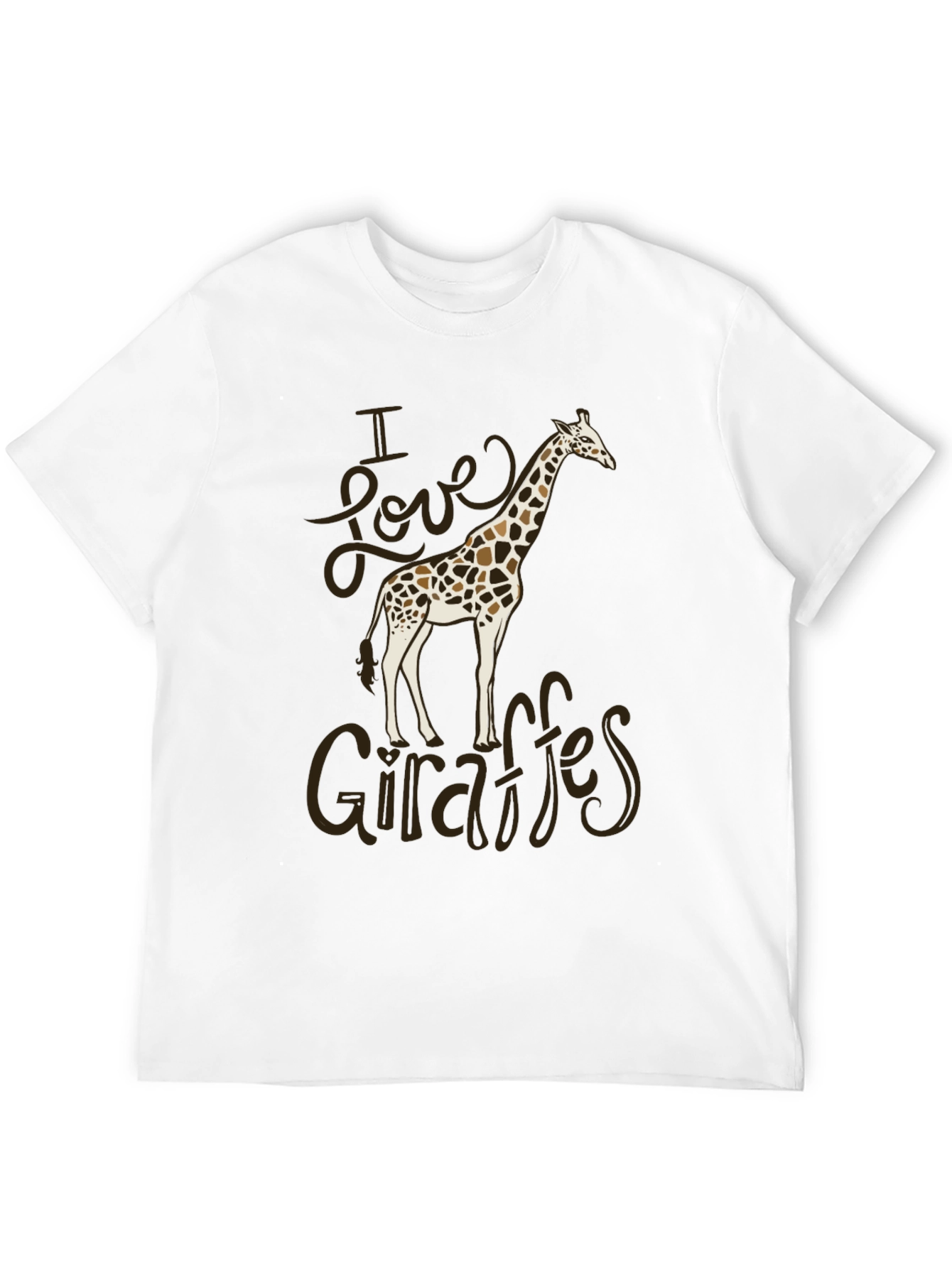 Black I Love Giraffes Black Cotton T-Shirt view 12