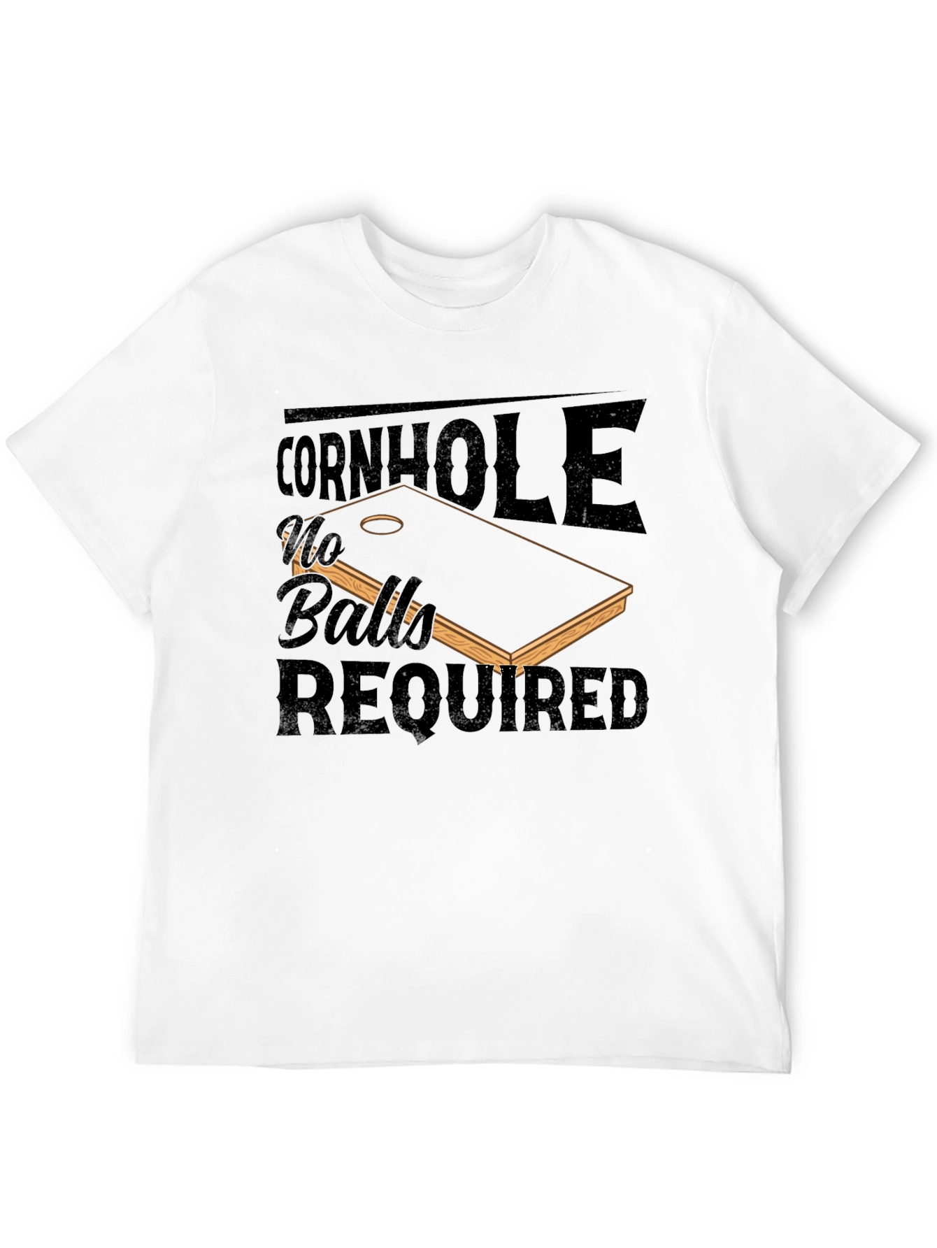 Black Cornhole No Balls Required T-Shirt view 12