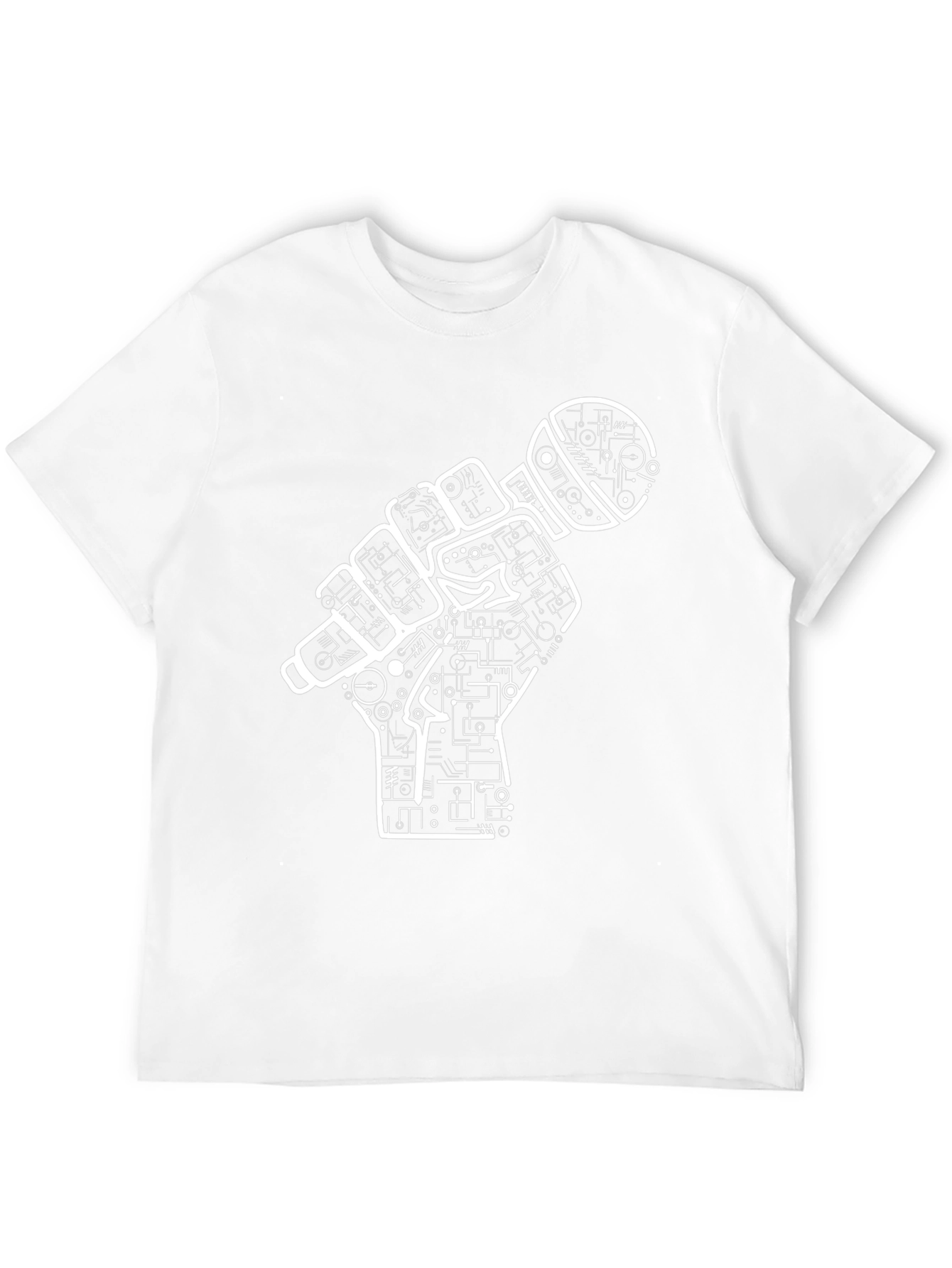 Black Tech Microphone Fist Black T-Shirt view 12