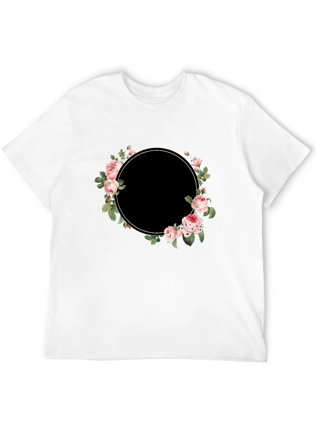 Black Floral Wreath Black T-Shirt - Stylish and Unique view 12