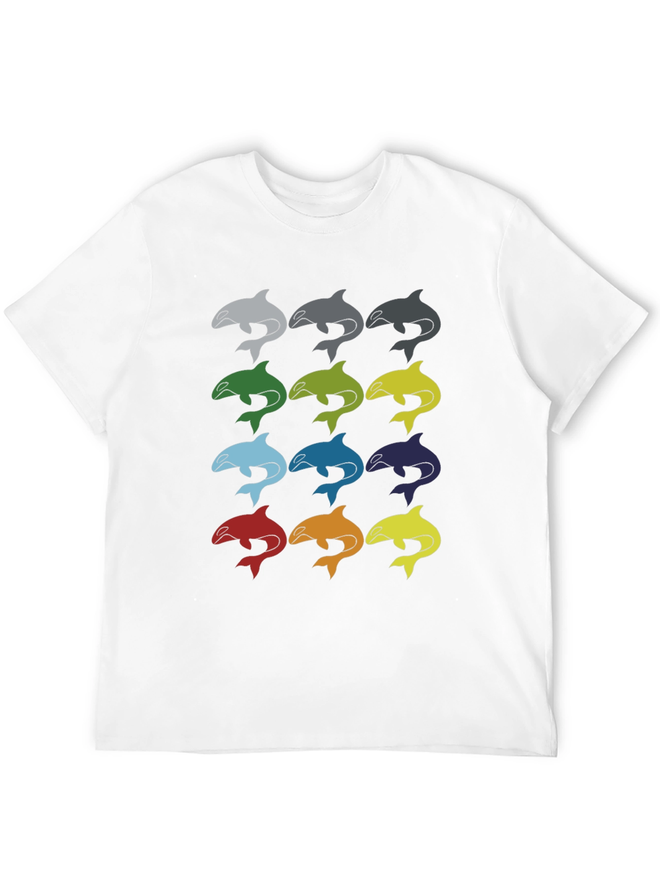 Black Dolphin Pattern Black Graphic Tee view 12